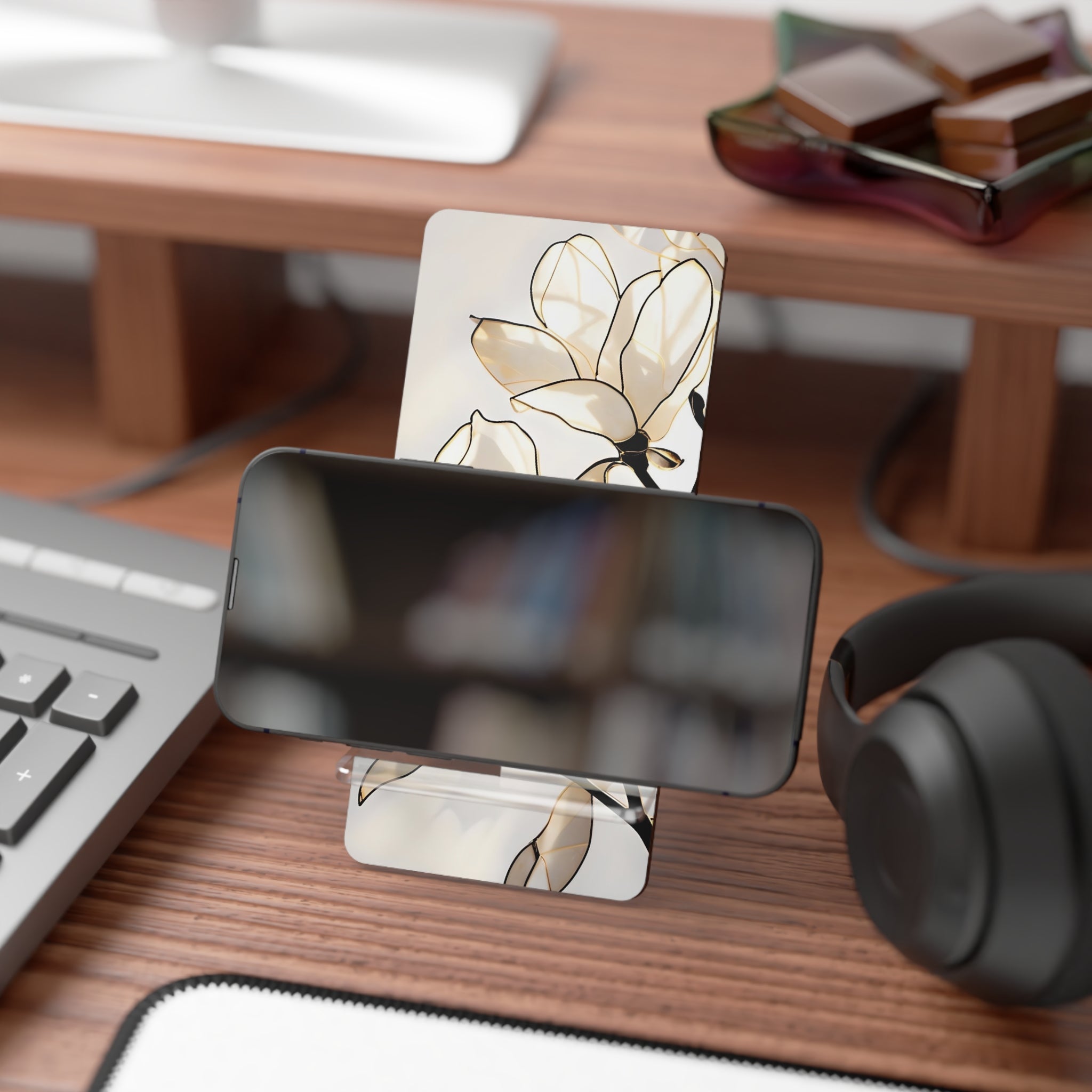 Stylish Floral Smartphone Stand, Elegant Phone Holder for Home and Office, Perfect Gift for Tech Lovers, Mother's Day, Birthday, Desk Decor