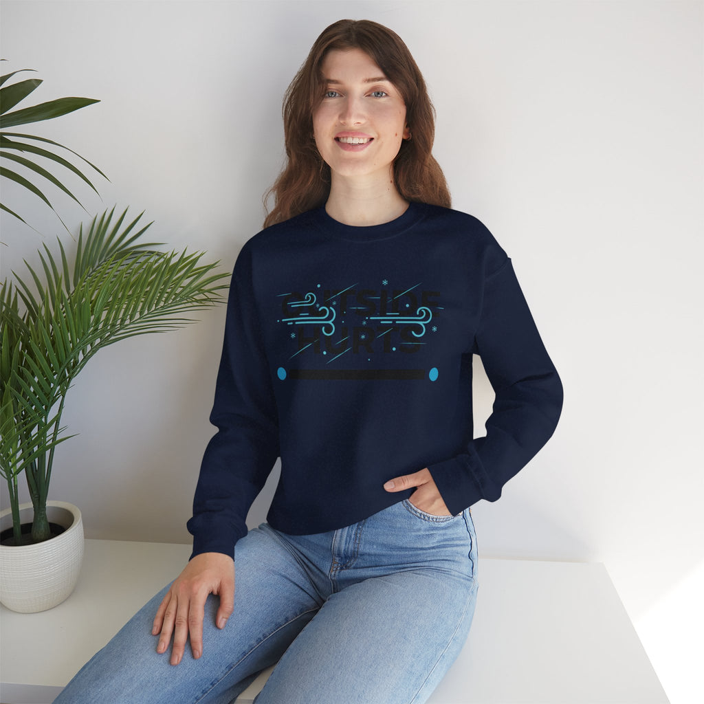 OUTSIDE HURTS Sweatshirt | Winter meme, Cold humor minimalist crewneck