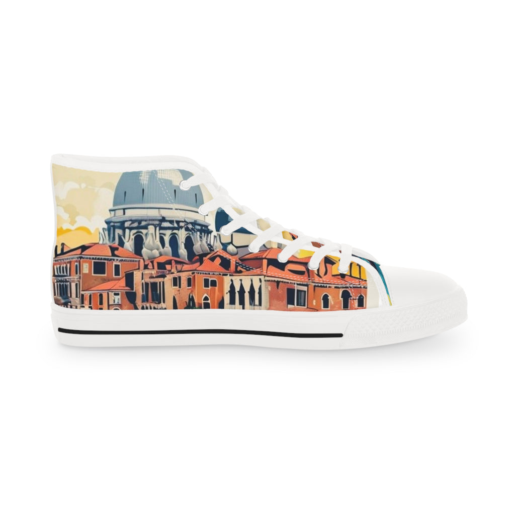 Artistic High Top Sneakers, Stylish High-Top Shoes, Unique Sneakers for Men, Fashion Footwear for Urban Style, Colorful Casual Sneakers