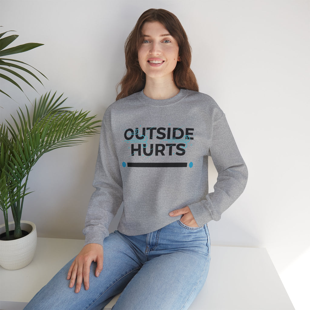 OUTSIDE HURTS Sweatshirt | Winter meme, Cold humor minimalist crewneck