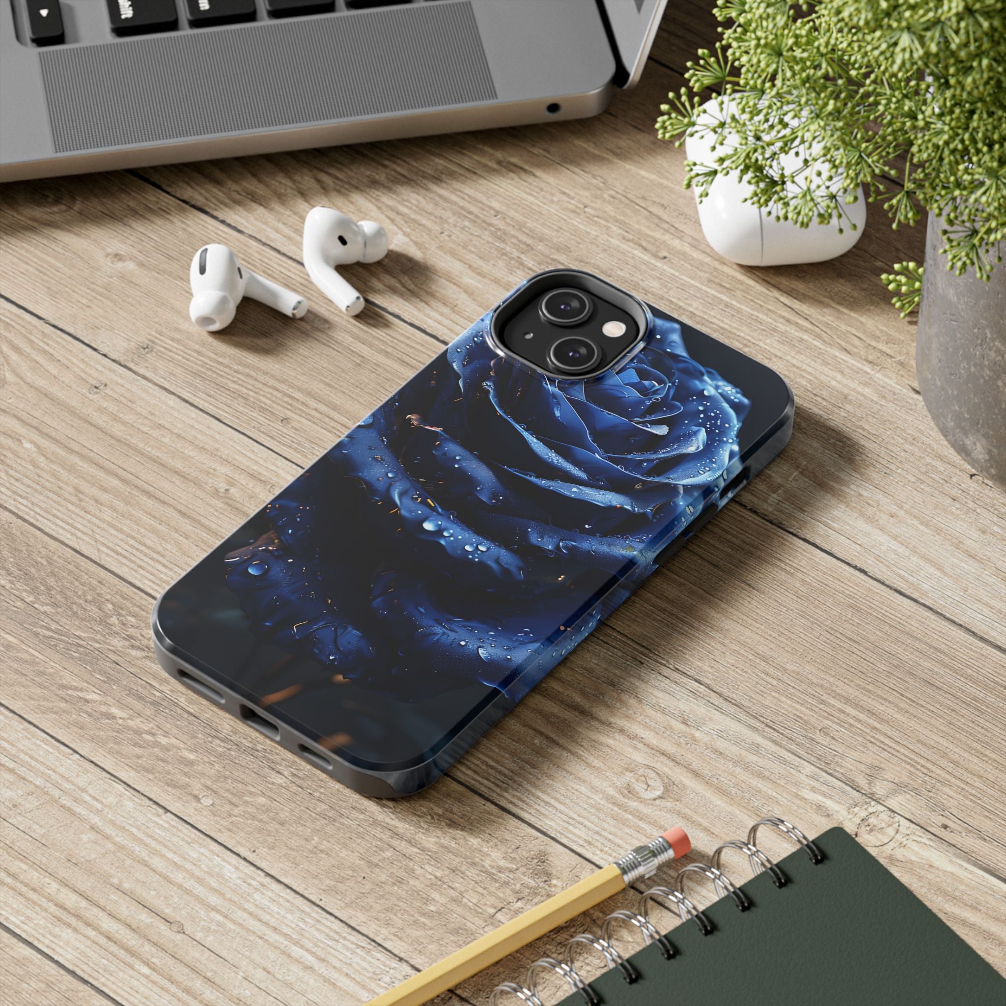 iPhone 17 Pro Max Tough Phone Case - Elegant Blue Rossy Design