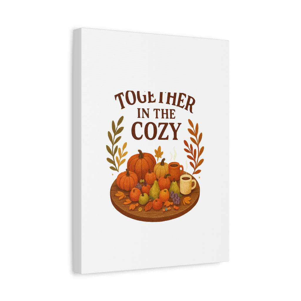 Fall Harvest Cozy Canvas Wall Art – "In The Cozy" Pumpkin & Coffee Autumn Decor