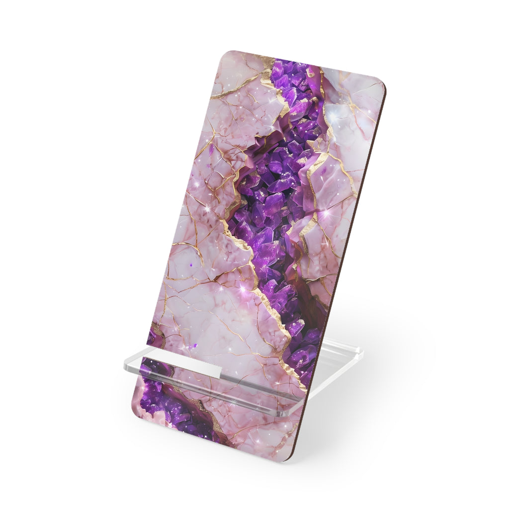 Mobile Phone Stand, Elegant Smartphone Holder, Amethyst Crystal Display, Desk Decor, Gift for Tech Lovers, Stylish Office Accessory