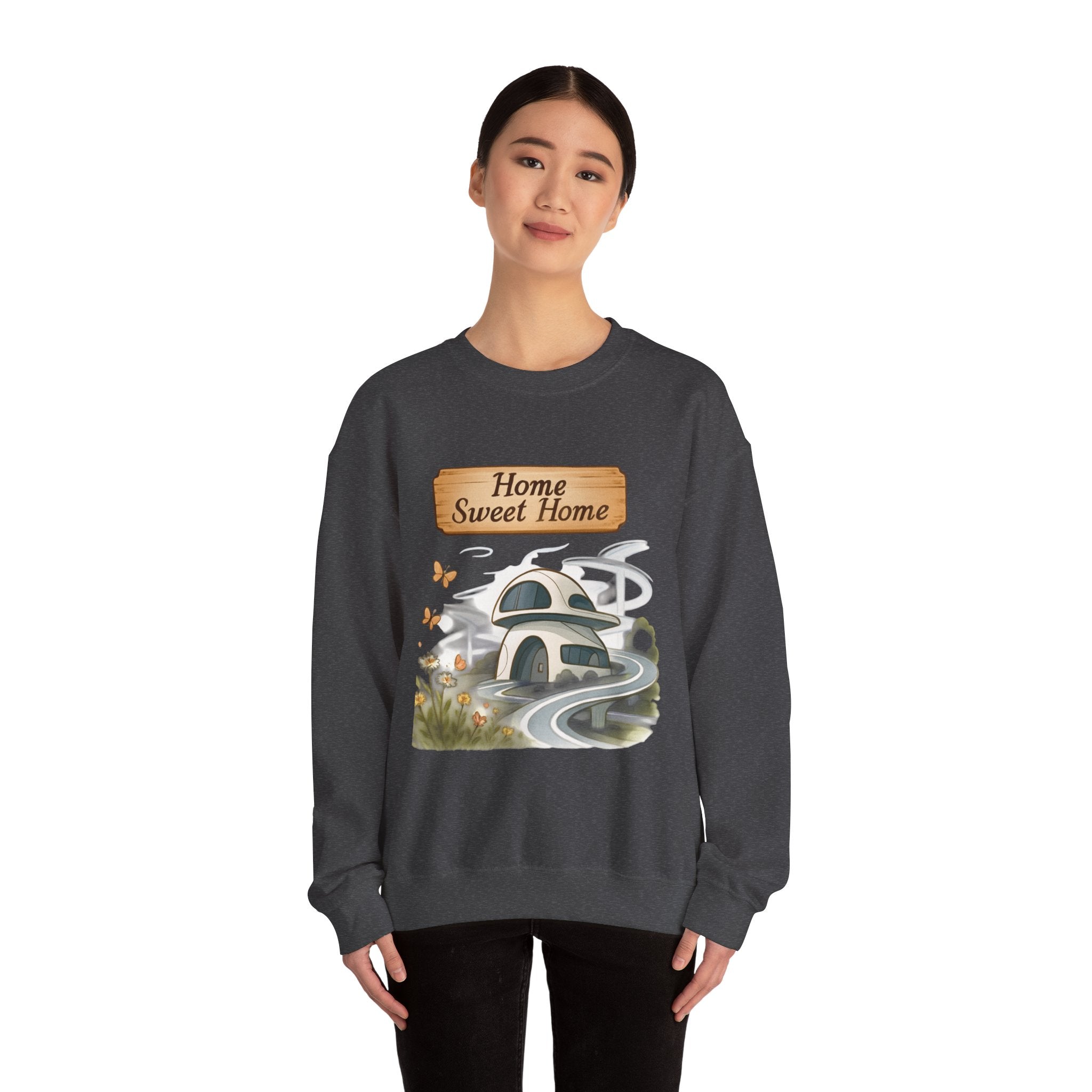 Crewneck Sweatshirt — “Home Sweet Home” Cozy Cottage Graphic