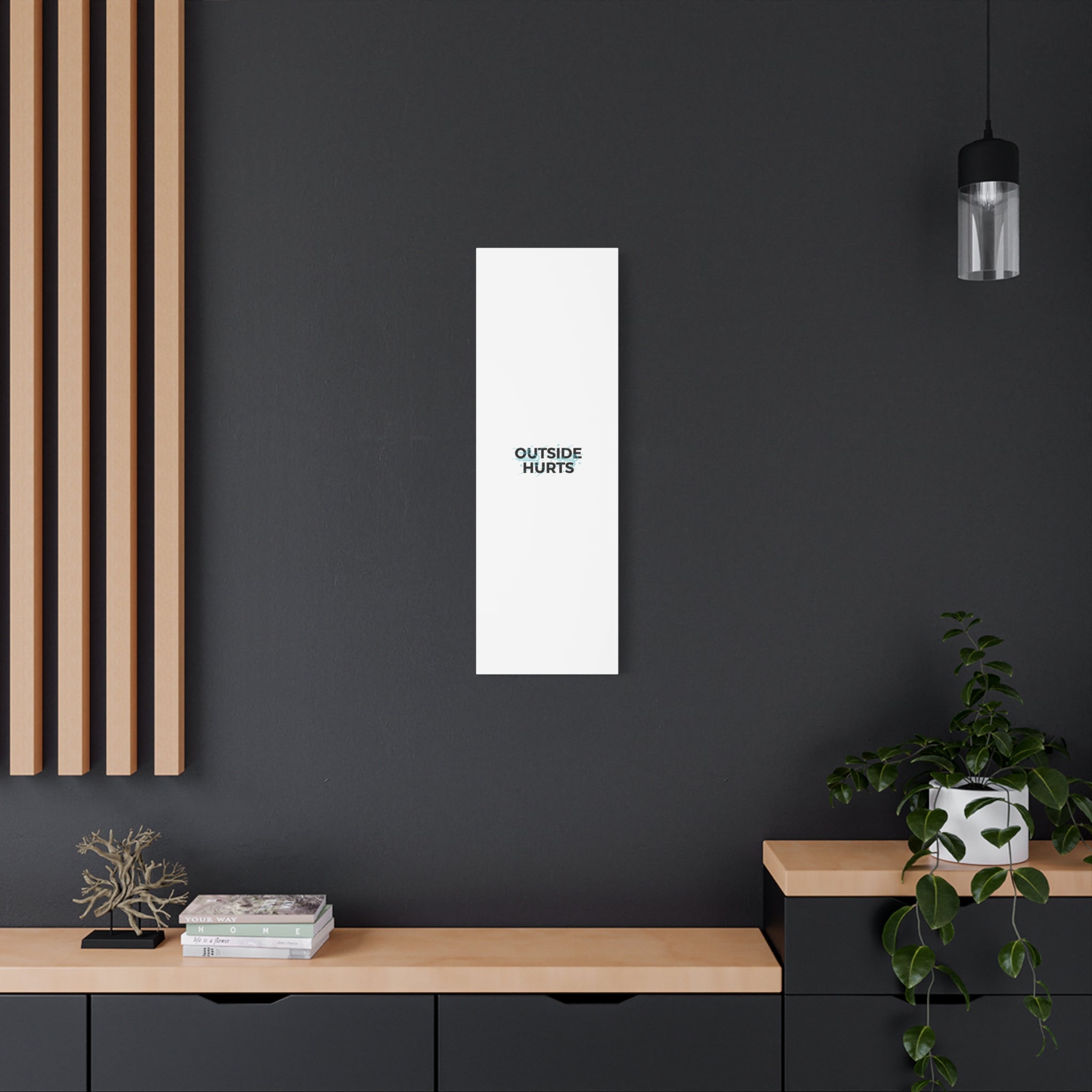 OUTSIDE HURTS Canvas Wall Art | Wind-Chill Minimalism, winter meme