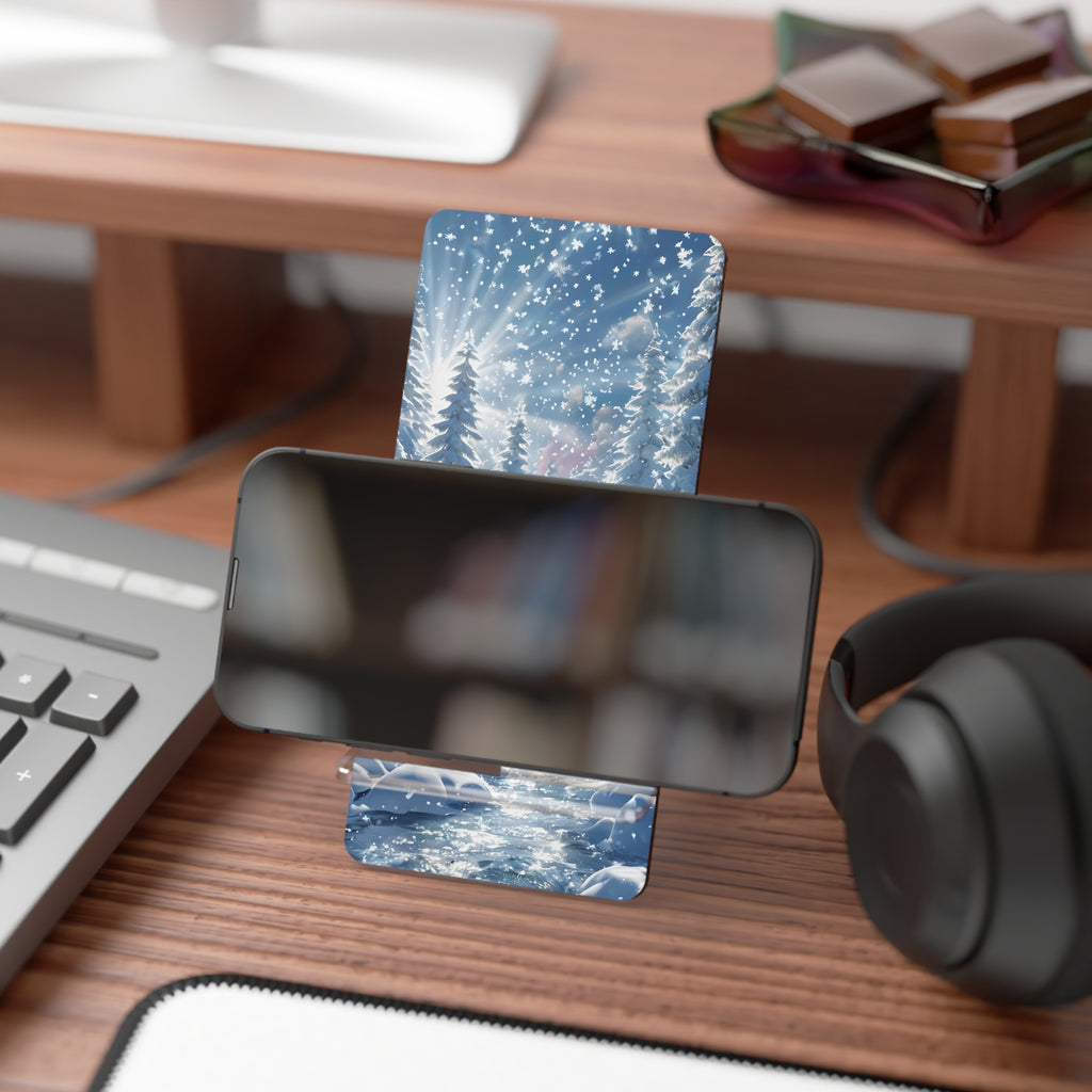 Winter-themed Mobile Display Stand for Smartphones, Nature Decor, Phone Holder, Desk Accessory, Gift for Nature Lovers, Christmas