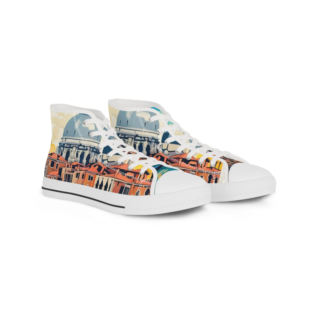 Artistic High Top Sneakers, Stylish High-Top Shoes, Unique Sneakers for Men, Fashion Footwear for Urban Style, Colorful Casual Sneakers