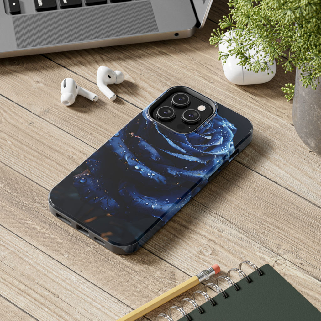 iPhone 17 Pro Max Tough Phone Case - Elegant Blue Rossy Design