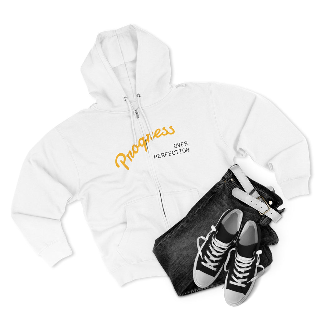 Progress Over Perfection hoodie | Motivational Zip Hoodie, Progress Is Made Quote