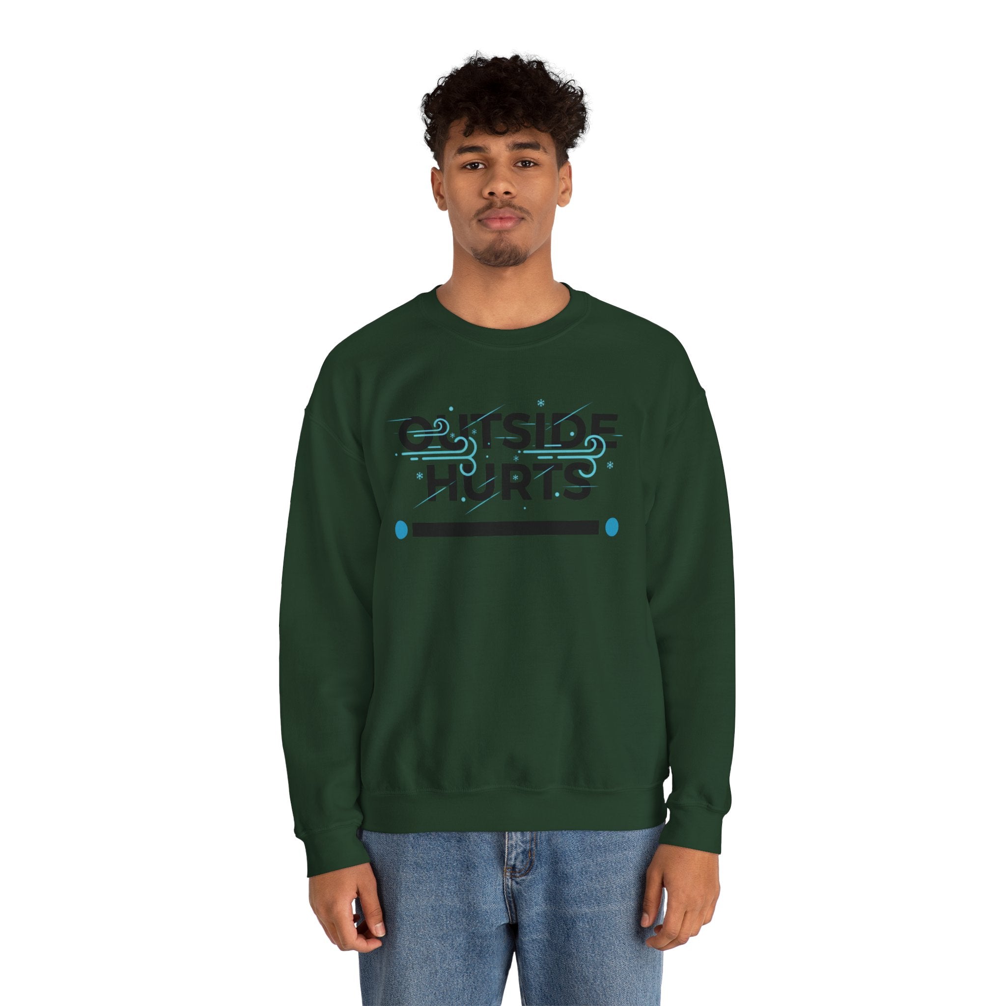 OUTSIDE HURTS Sweatshirt | Winter meme, Cold humor minimalist crewneck