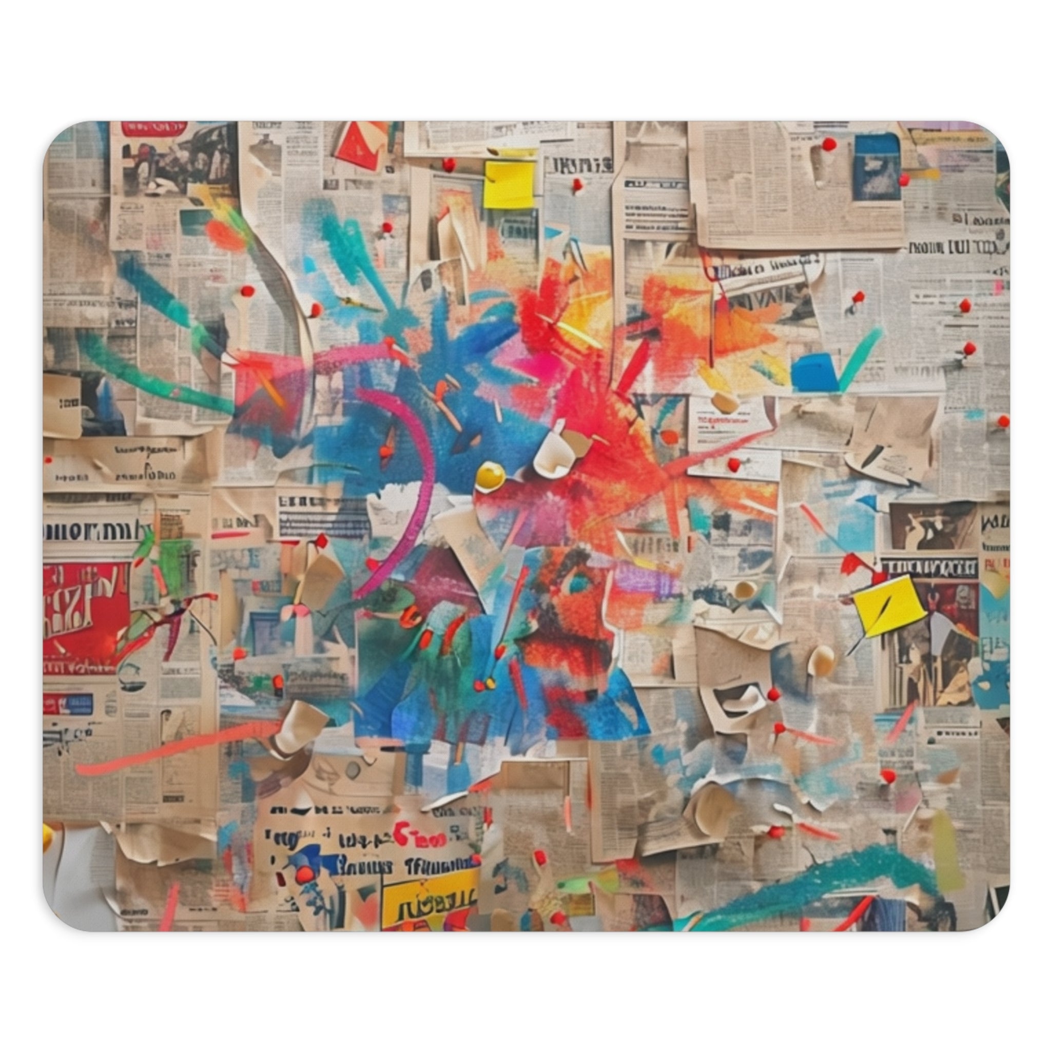 Abstract Paint Splash Mouse Pad — Colorful Collage Desk Mat