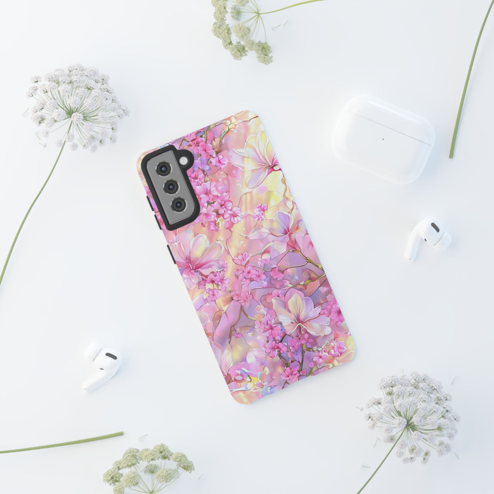 Floral Elegance Tough Phone Case – Dual-Layer Protection for iPhone 17/16/15 & Samsung | Glossy or Matte Finish | Morphesa