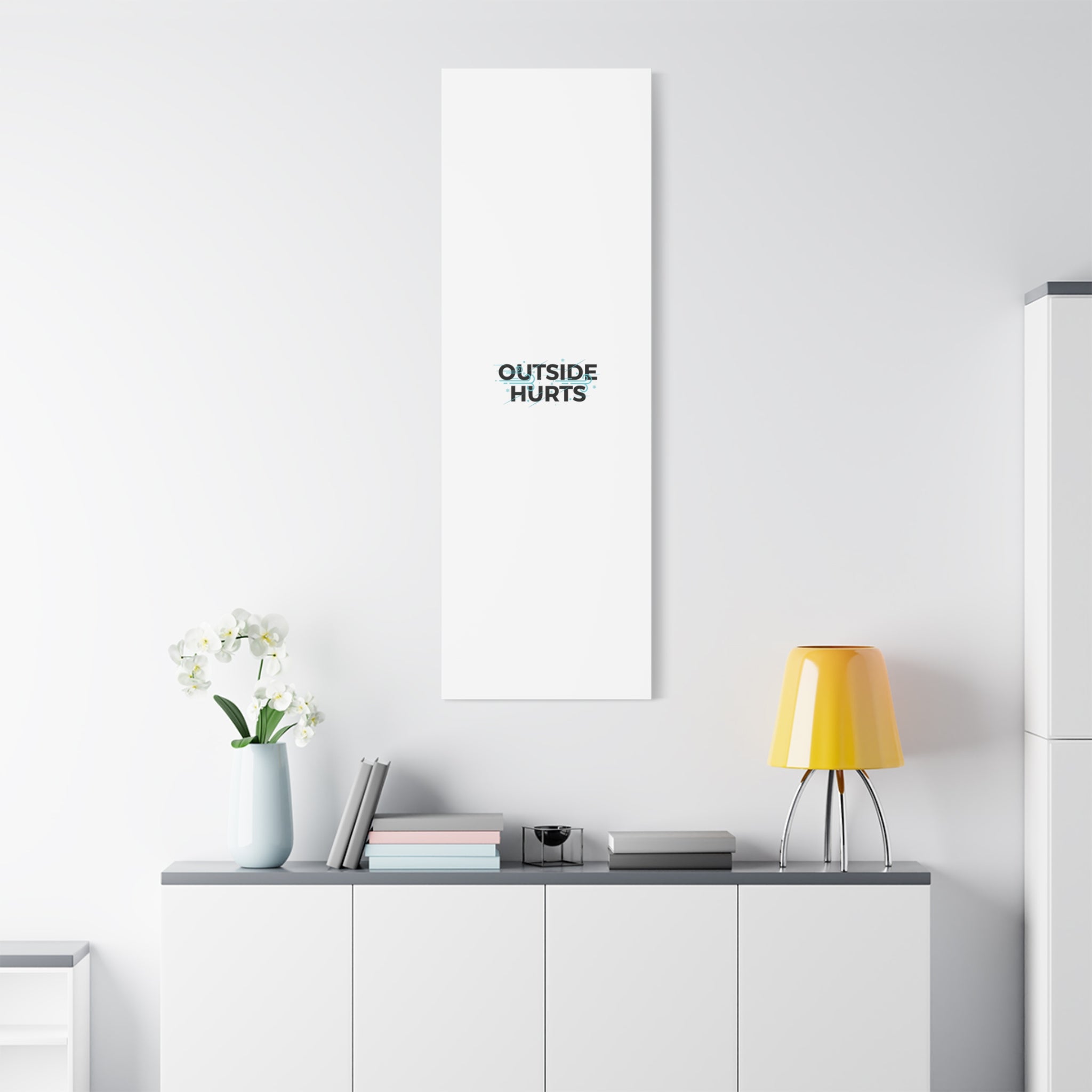 OUTSIDE HURTS Canvas Wall Art | Wind-Chill Minimalism, winter meme