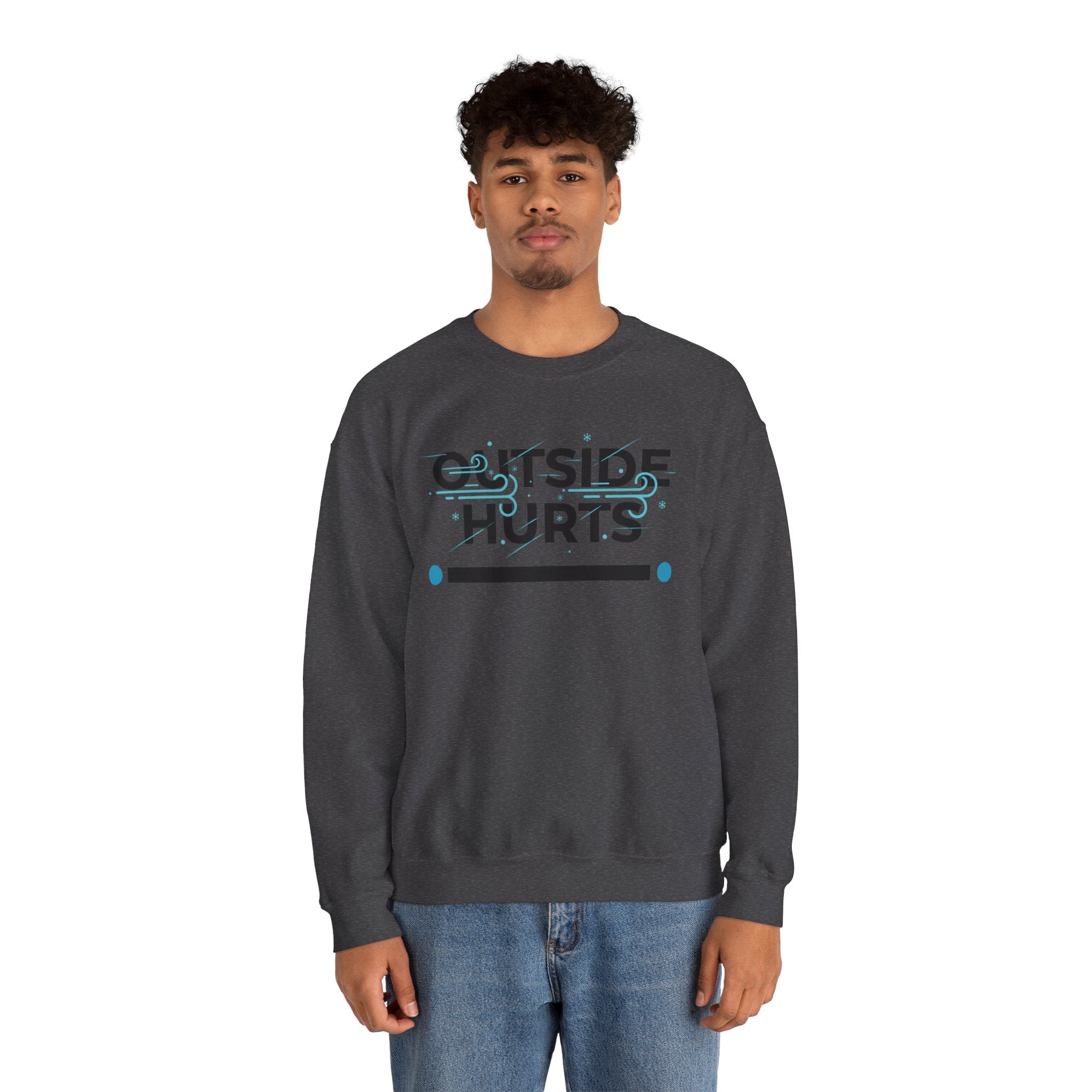 OUTSIDE HURTS Sweatshirt | Winter meme, Cold humor minimalist crewneck
