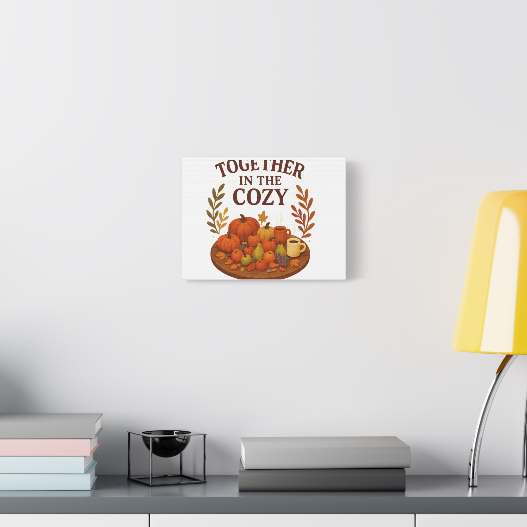 Fall Harvest Cozy Canvas Wall Art – "In The Cozy" Pumpkin & Coffee Autumn Decor