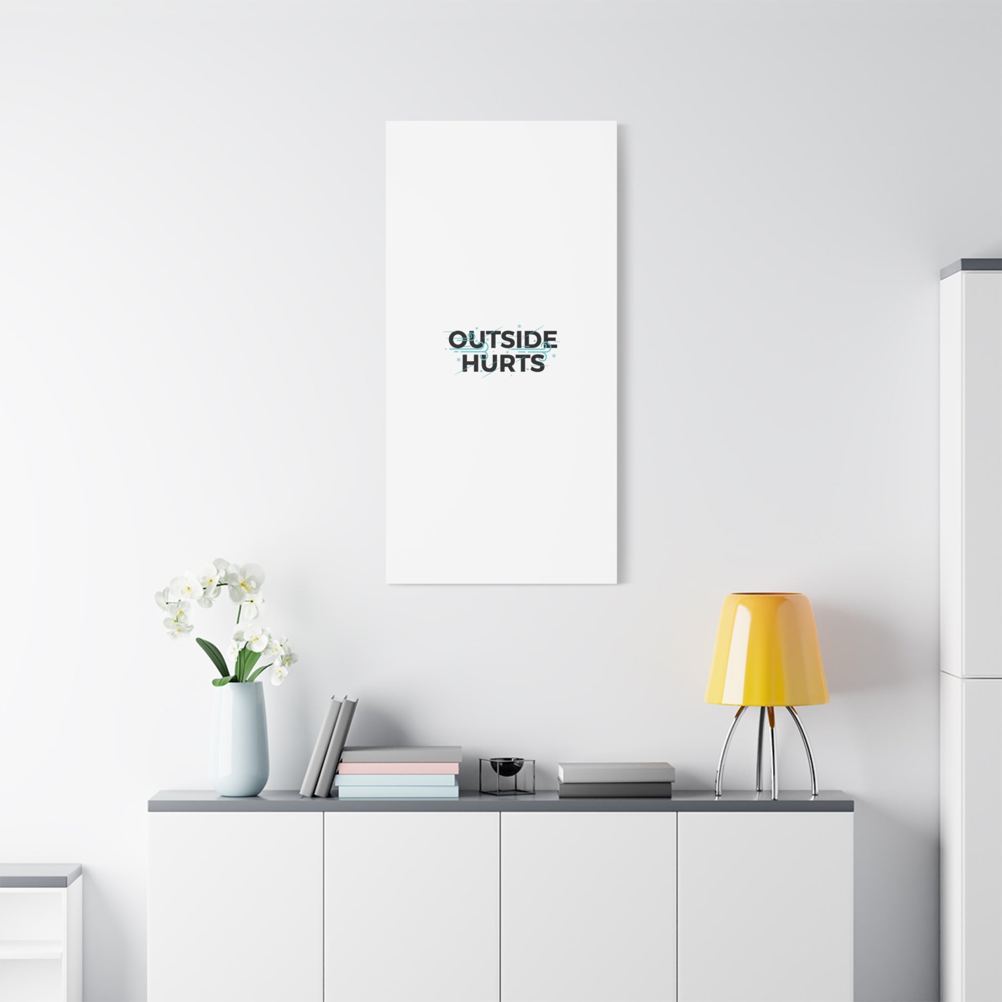 OUTSIDE HURTS Canvas Wall Art | Wind-Chill Minimalism, winter meme