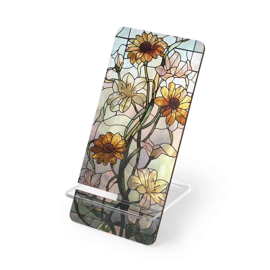 Stained Glass Smartphone Stand | Floral Mobile Display Holder, Desk Organizer, Gift for Home Office, Mother's Day Decor, Unique Gift Idea