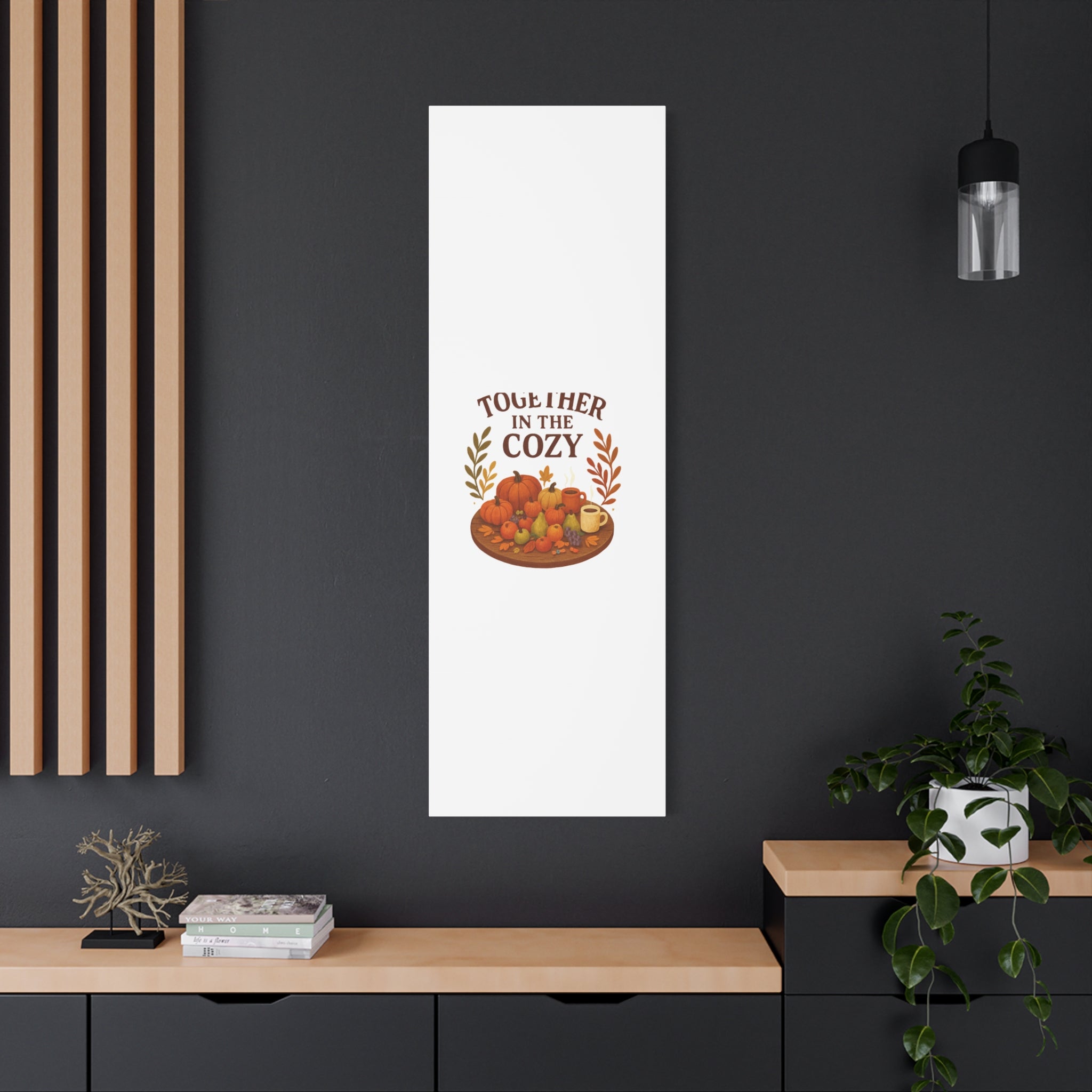 Fall Harvest Cozy Canvas Wall Art – "In The Cozy" Pumpkin & Coffee Autumn Decor