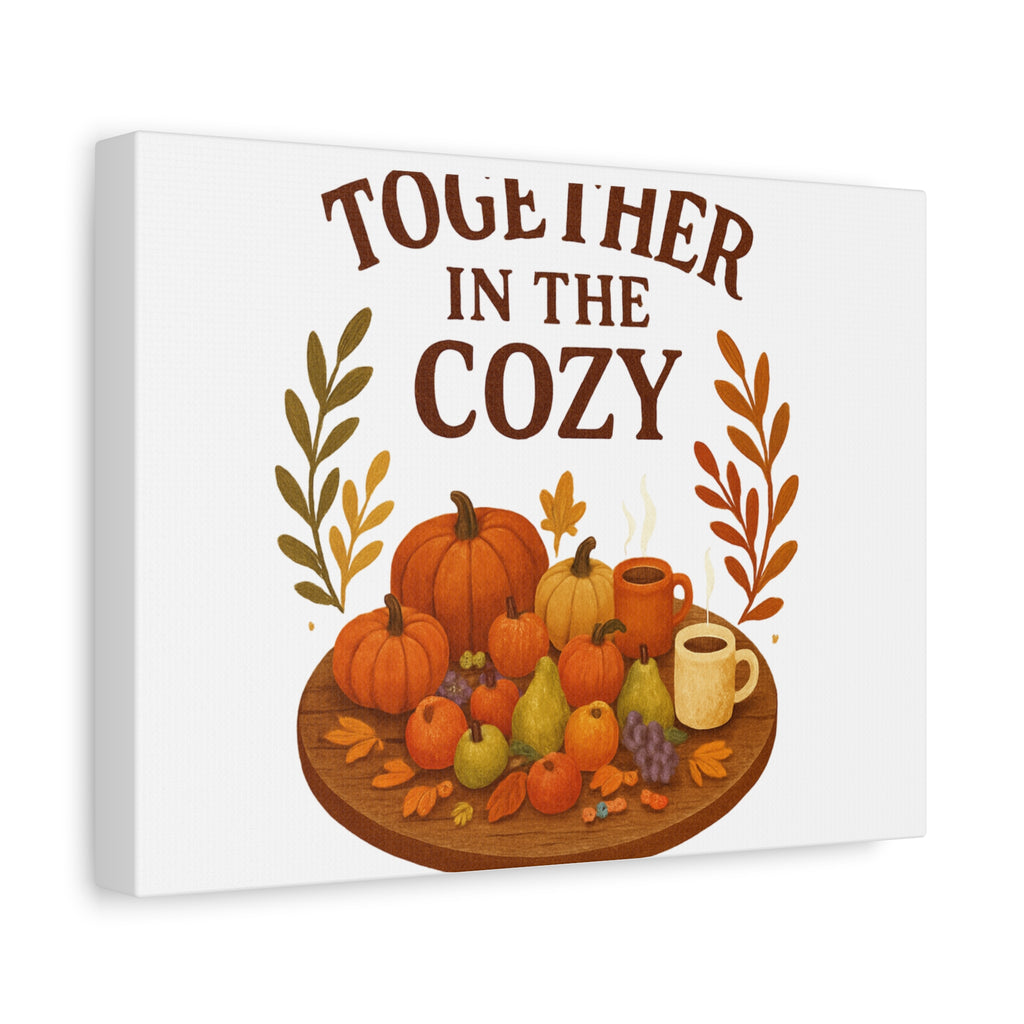 Fall Harvest Cozy Canvas Wall Art – "In The Cozy" Pumpkin & Coffee Autumn Decor