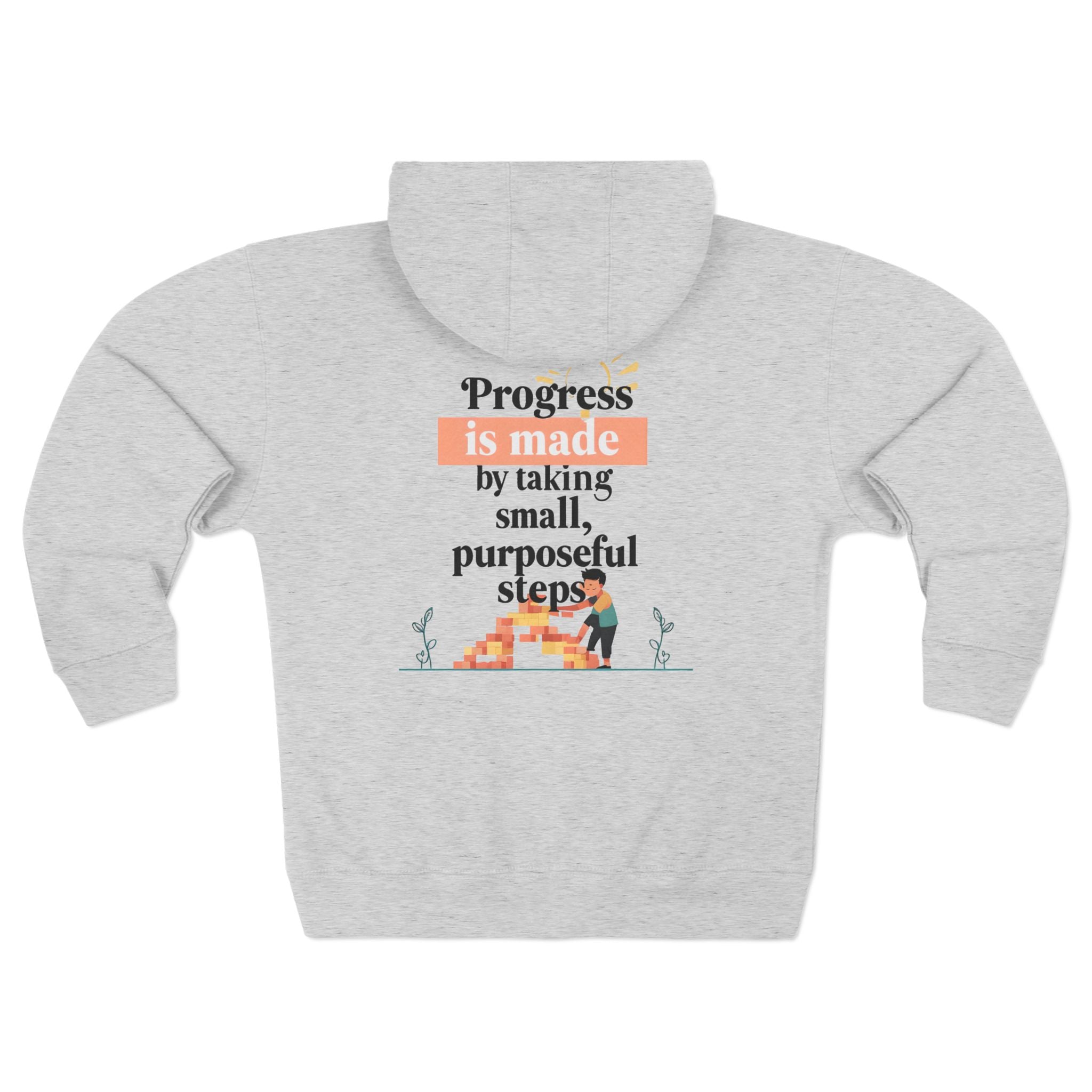 Progress Over Perfection hoodie | Motivational Zip Hoodie, Progress Is Made Quote