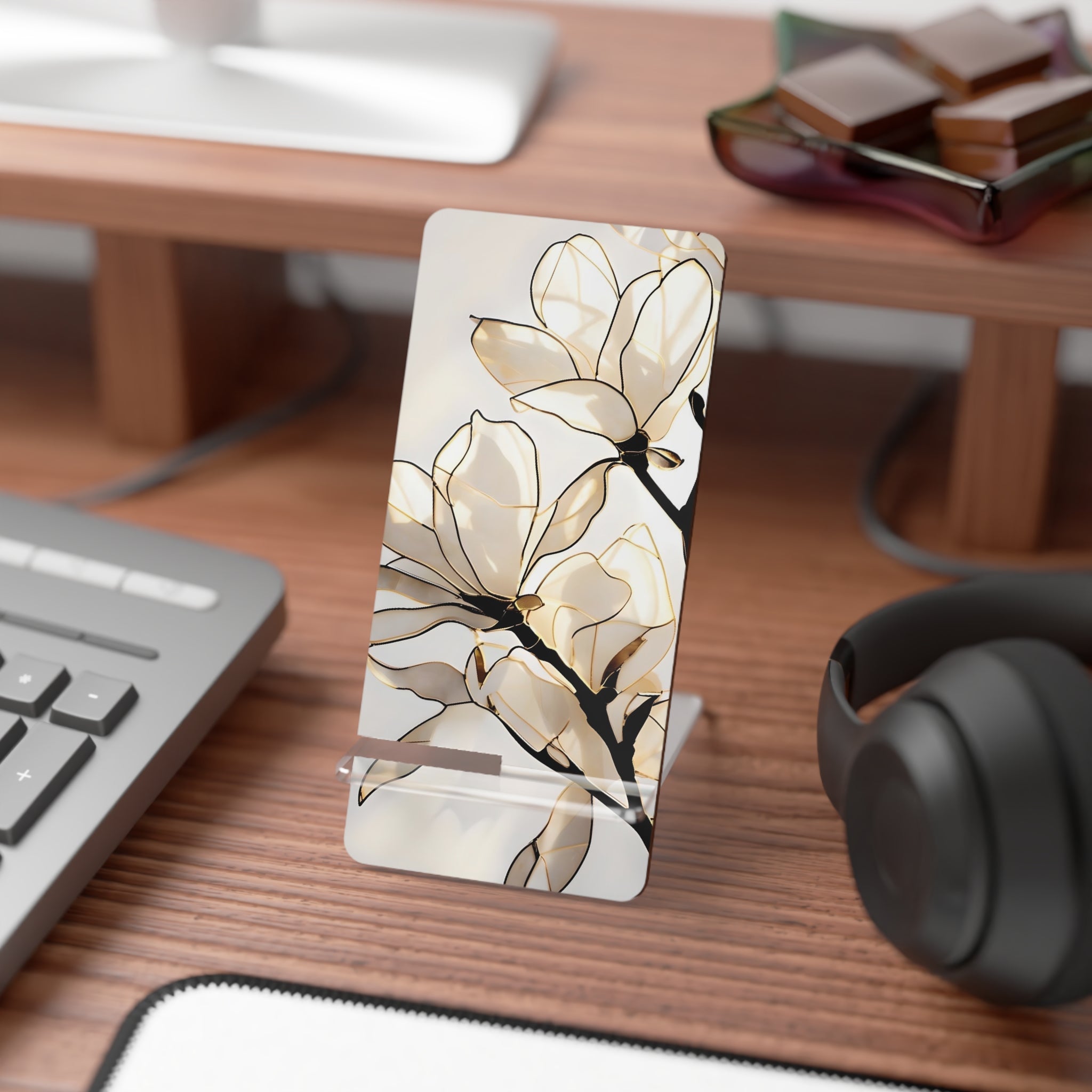 Stylish Floral Smartphone Stand, Elegant Phone Holder for Home and Office, Perfect Gift for Tech Lovers, Mother's Day, Birthday, Desk Decor