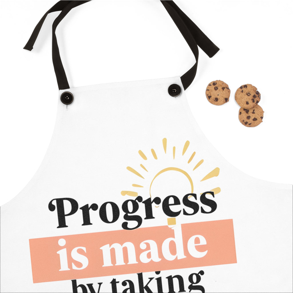 Motivational Kitchen Apron — “Progress is Made” Inspirational Cooking Apron
