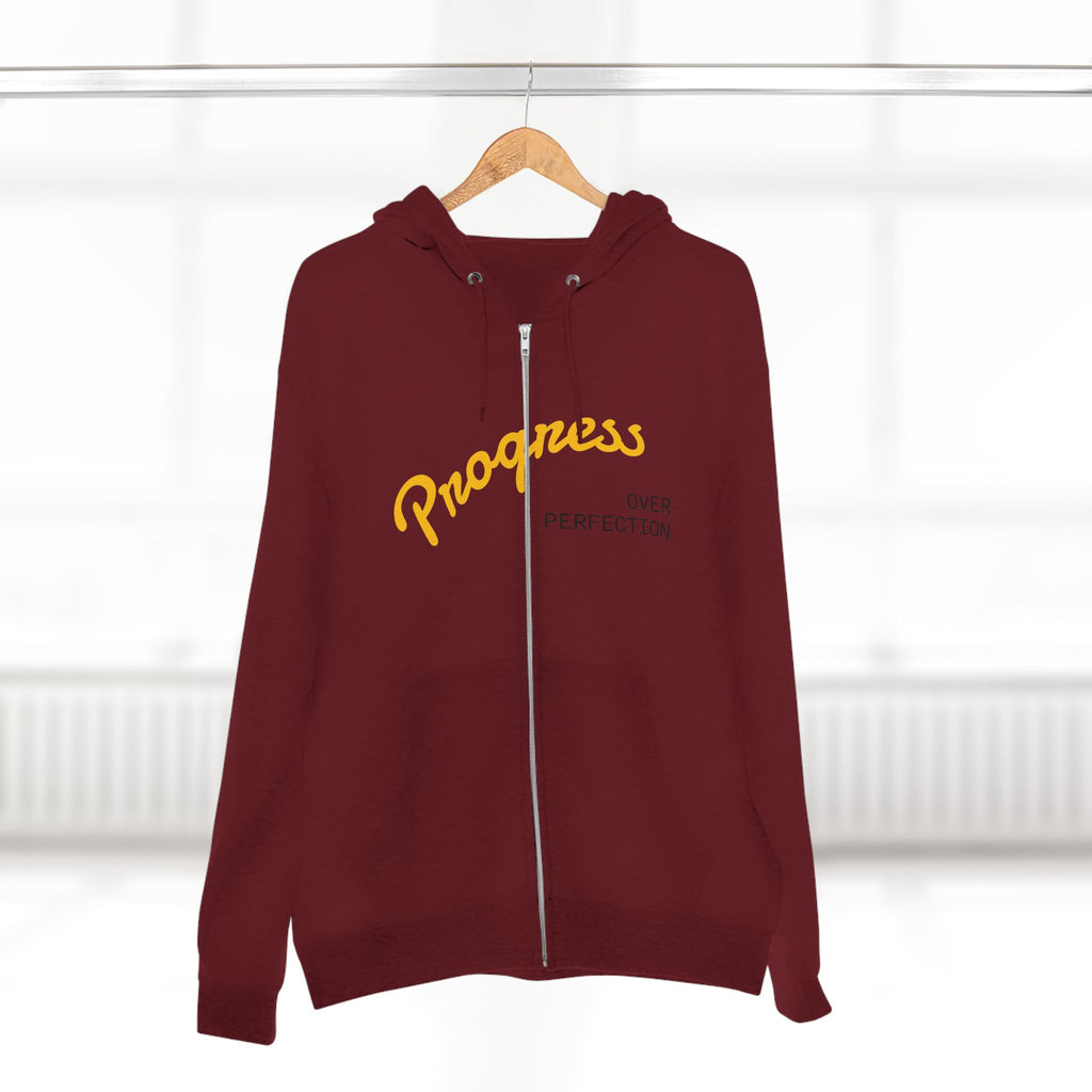 Progress Over Perfection hoodie | Motivational Zip Hoodie, Progress Is Made Quote