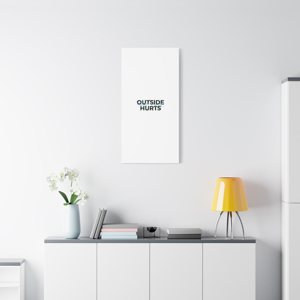 OUTSIDE HURTS Canvas Wall Art | Wind-Chill Minimalism, winter meme