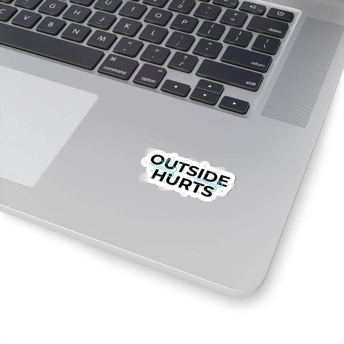 OUTSIDE HURTS Kiss-Cut Stickers | wind-chill minimalism, winter meme