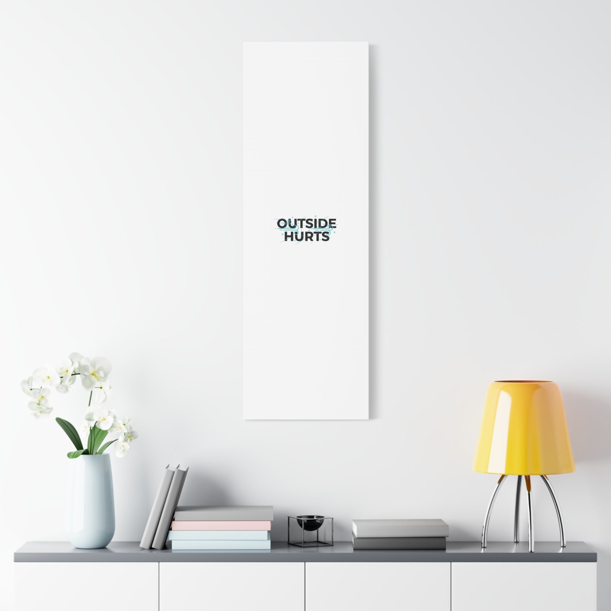 OUTSIDE HURTS Canvas Wall Art | Wind-Chill Minimalism, winter meme