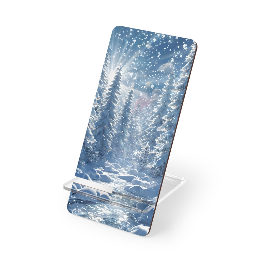 Winter-themed Mobile Display Stand for Smartphones, Nature Decor, Phone Holder, Desk Accessory, Gift for Nature Lovers, Christmas