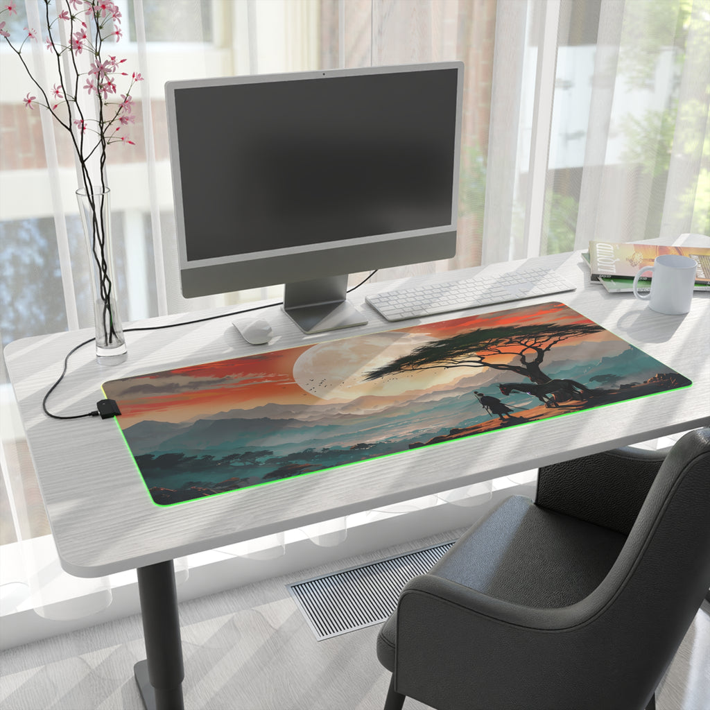 LED Gaming Mouse Pad with Vibrant Landscape Design, RGB Backlit Desk Decor, Gamer Gift, Home Office Accessory, Perfect for Gaming Setup