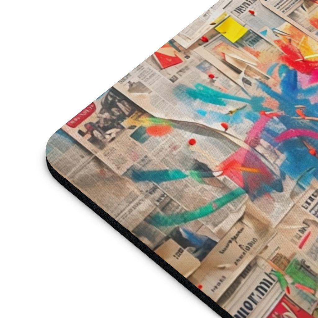 Abstract Paint Splash Mouse Pad — Colorful Collage Desk Mat