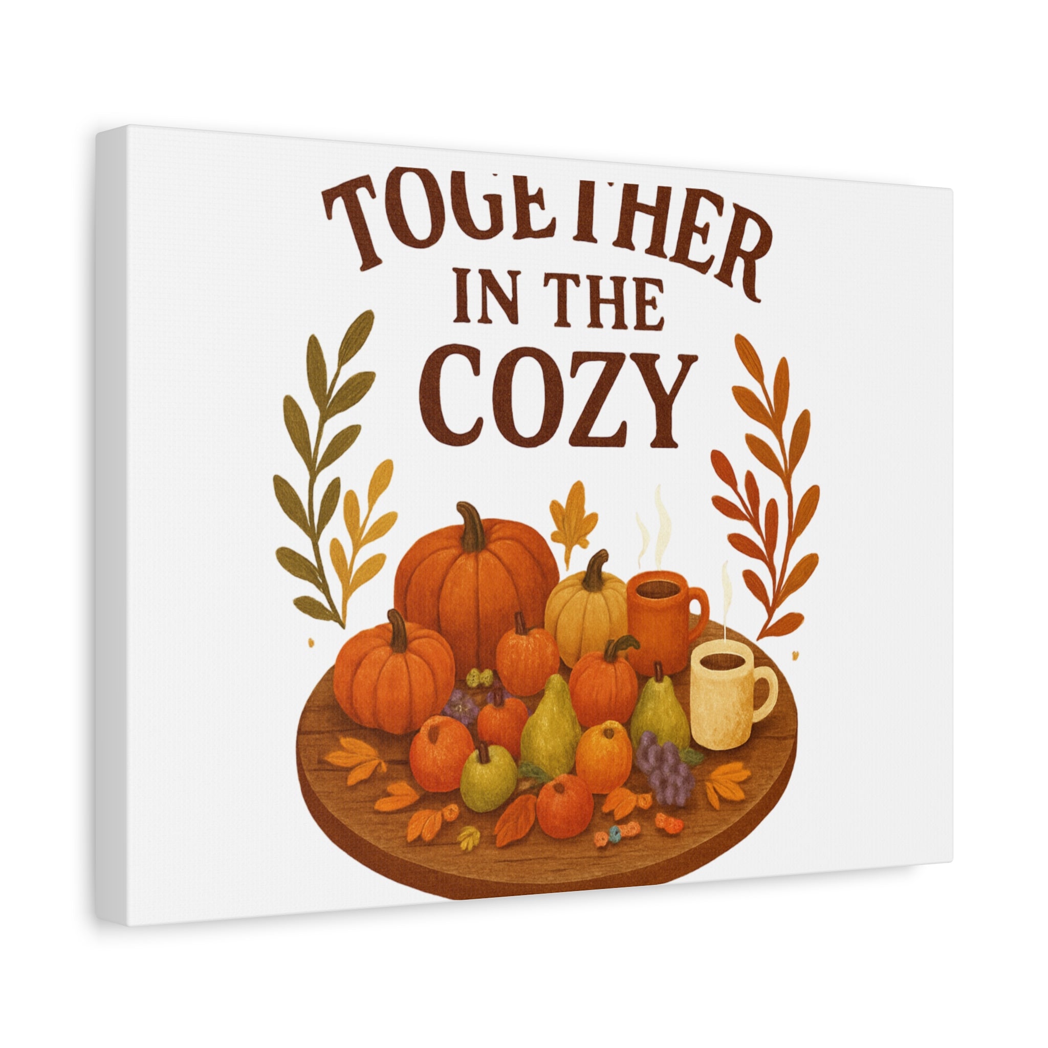 Fall Harvest Cozy Canvas Wall Art – "In The Cozy" Pumpkin & Coffee Autumn Decor