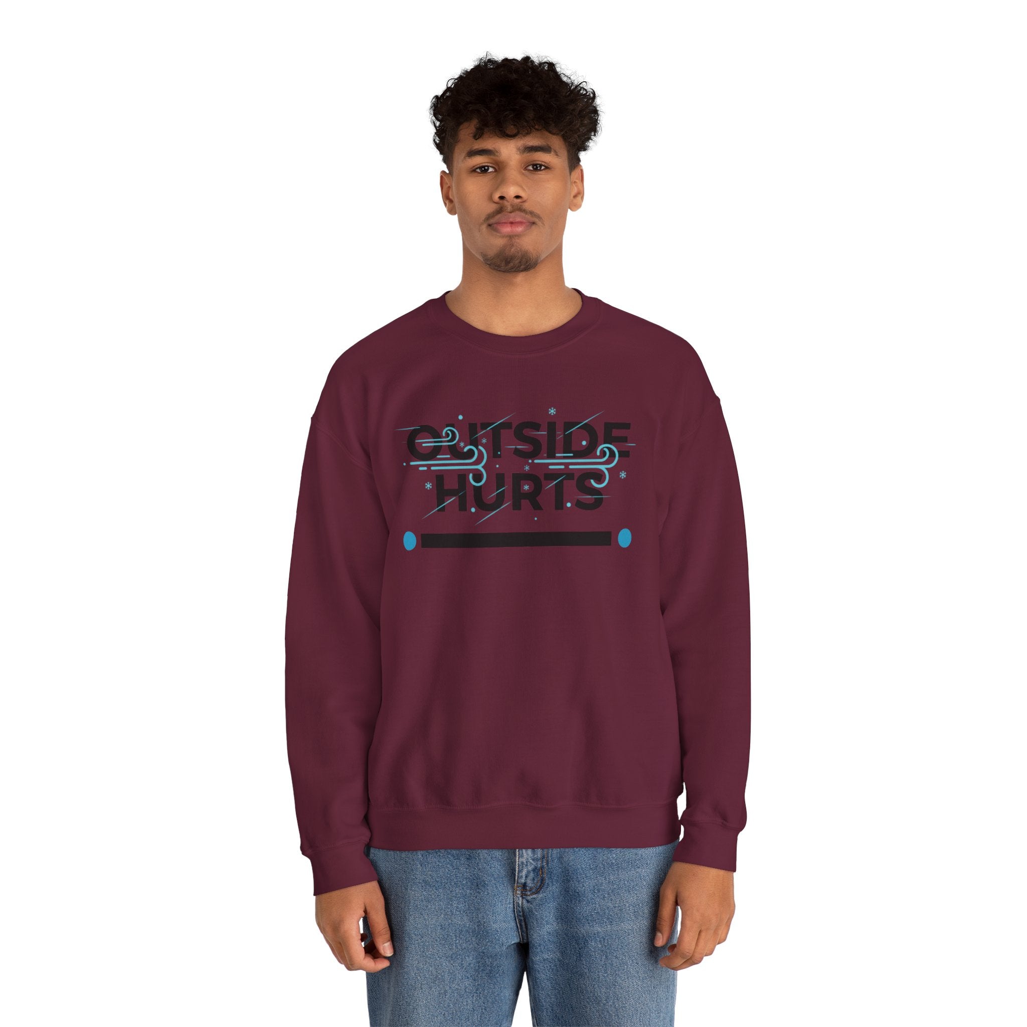 OUTSIDE HURTS Sweatshirt | Winter meme, Cold humor minimalist crewneck