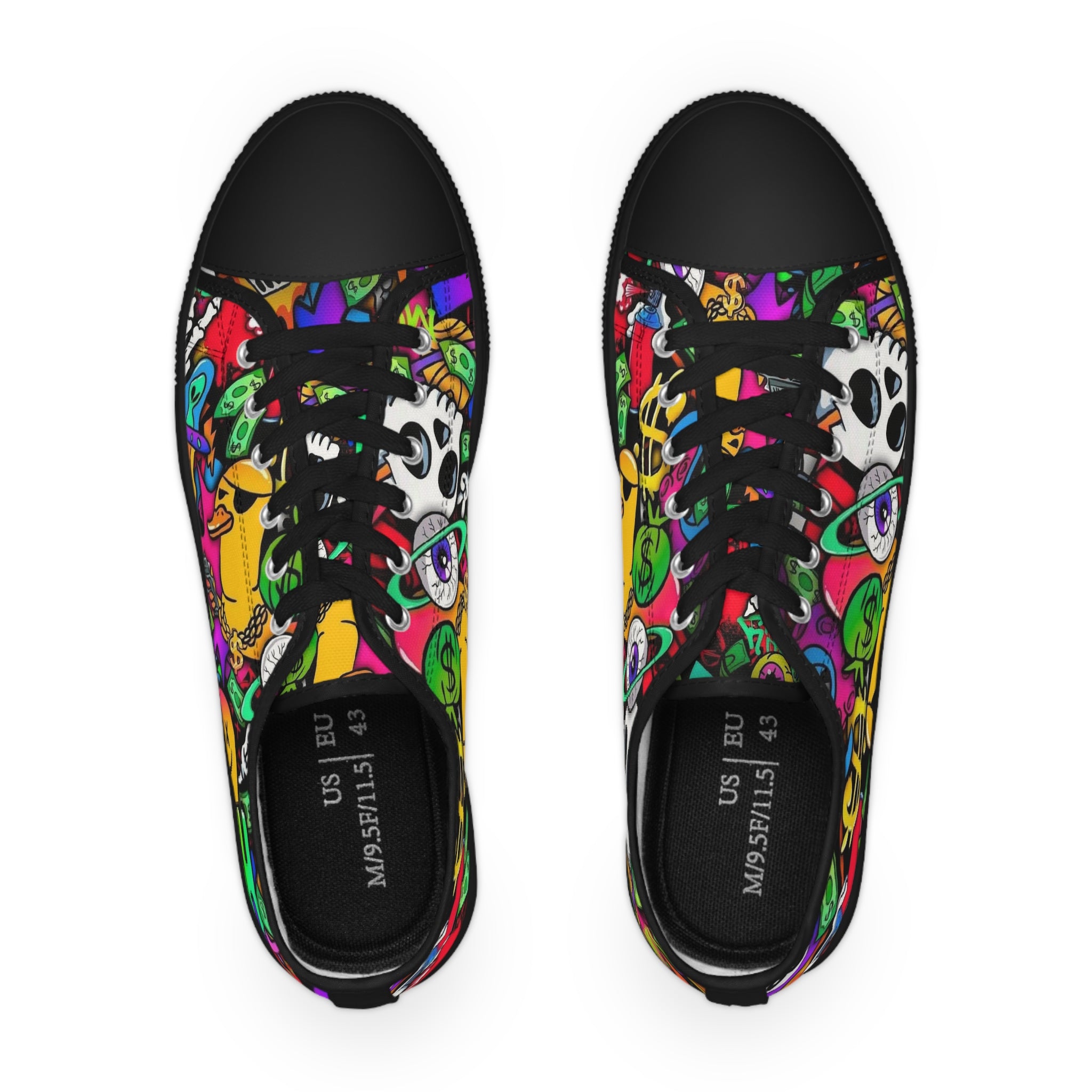 Men's Low Top Sneakers — Colorful Day of the Dead Skull Street Art Design