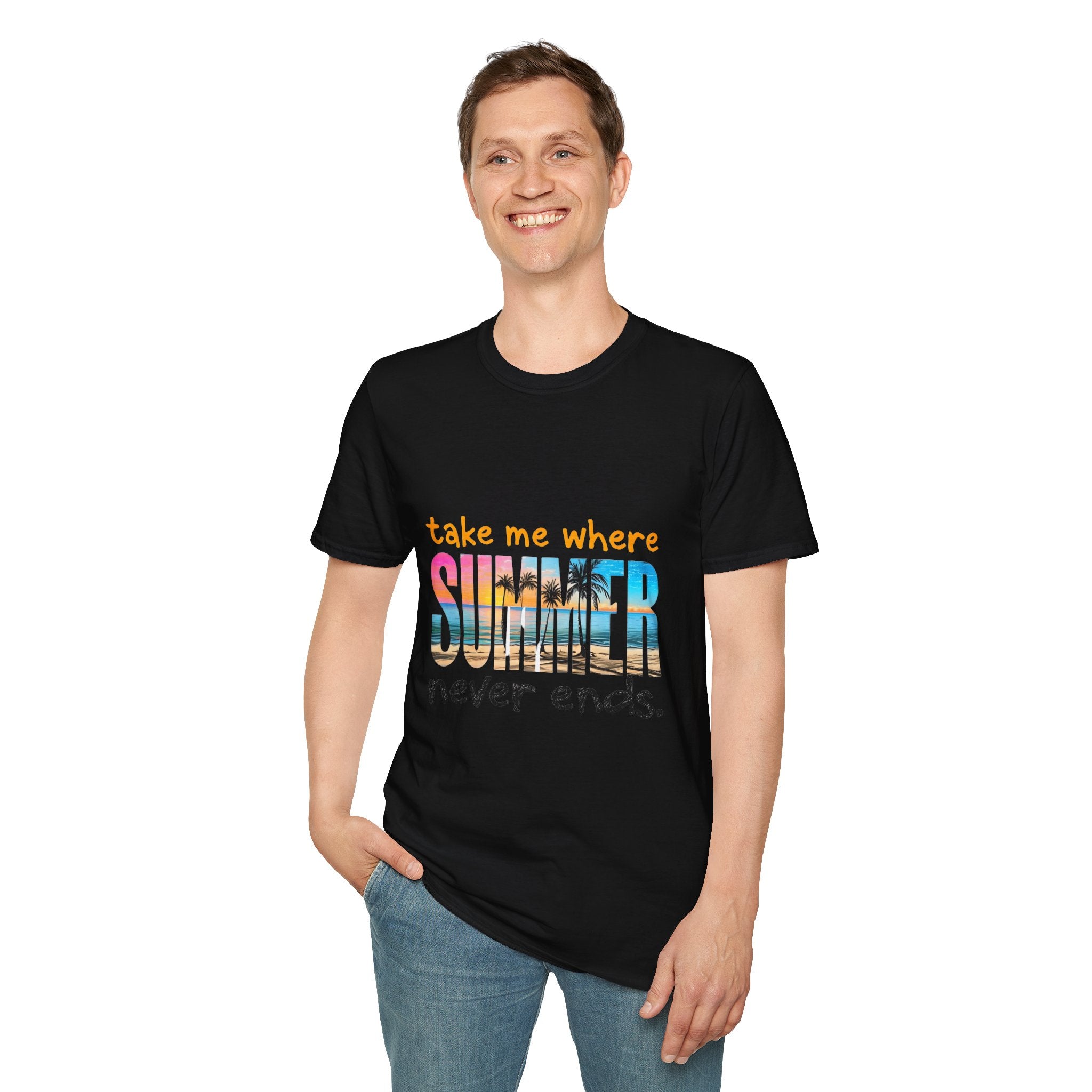 Summer Vibes Unisex T-Shirt | Take Me Where Summer Never Ends | Casual Wear, Vacation Shirt, Beach Tee, Gift Idea, Summer Collection