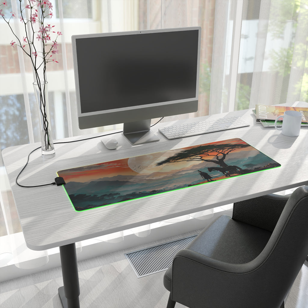 LED Gaming Mouse Pad with Vibrant Landscape Design, RGB Backlit Desk Decor, Gamer Gift, Home Office Accessory, Perfect for Gaming Setup