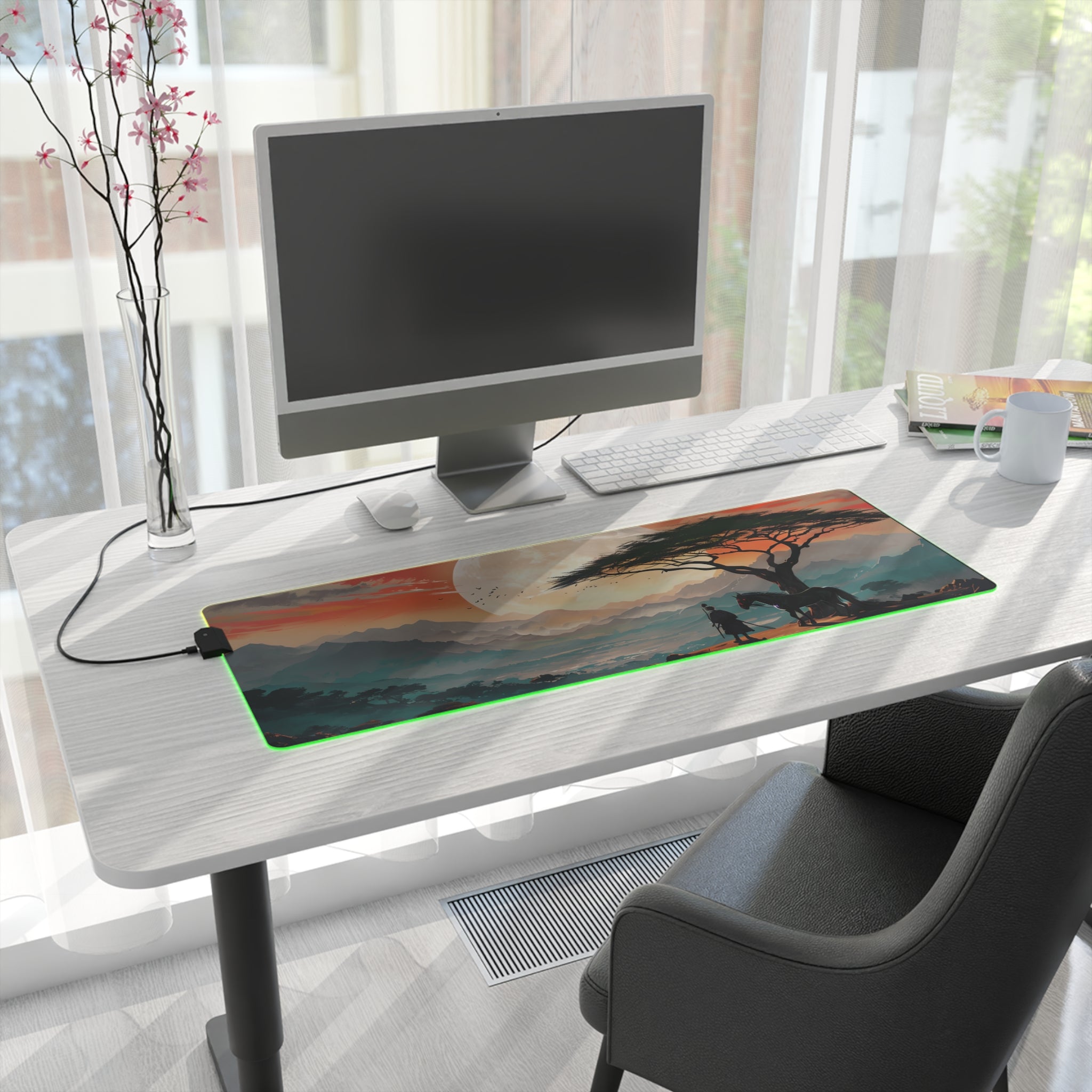 LED Gaming Mouse Pad with Vibrant Landscape Design, RGB Backlit Desk Decor, Gamer Gift, Home Office Accessory, Perfect for Gaming Setup
