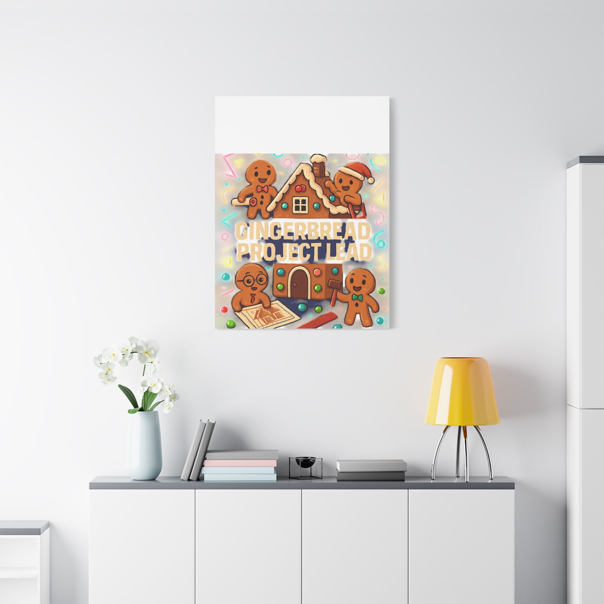 Gingerbread Project Lead Canvas Art — Holiday Kitchen Wall Decor