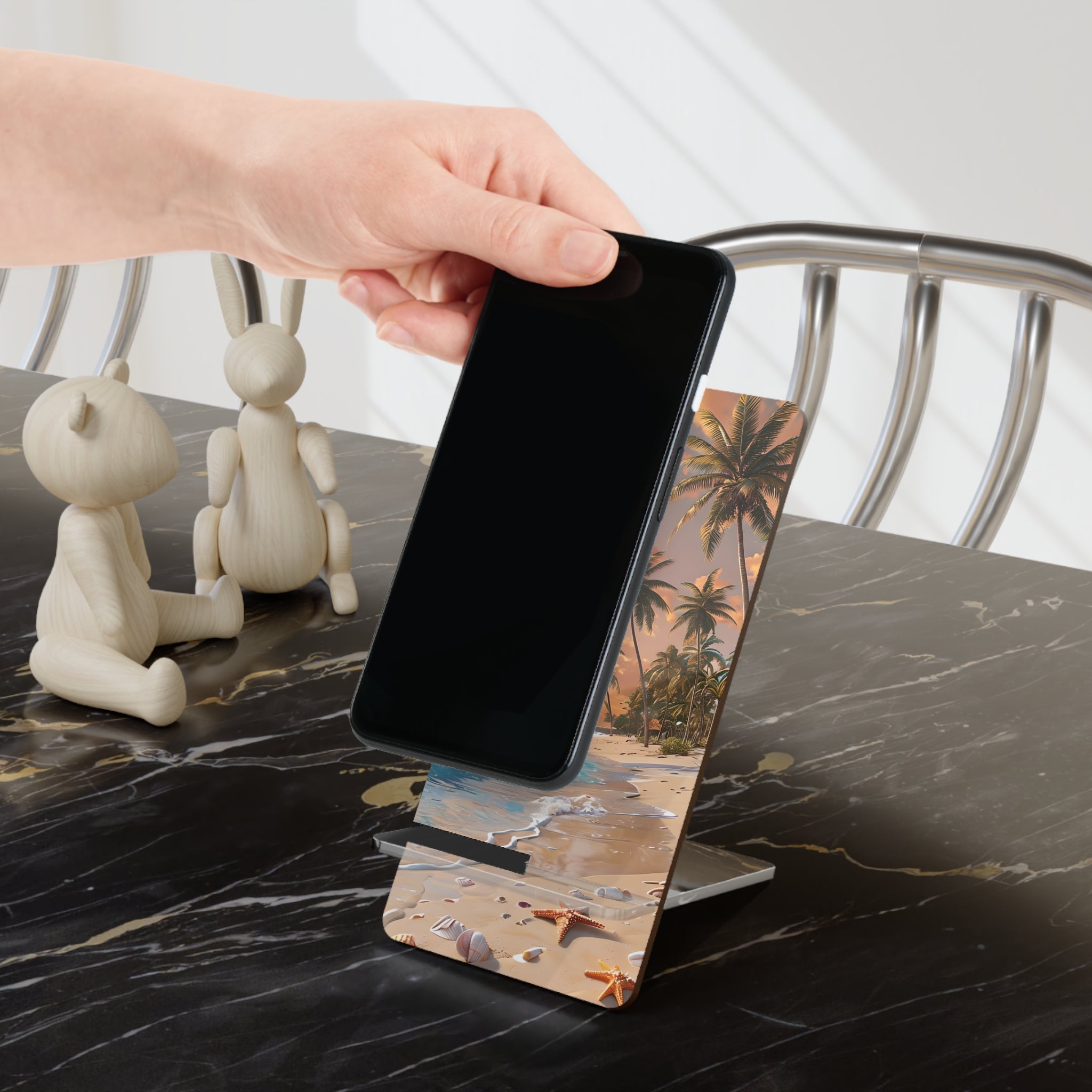 Tropical Smartphone Stand, Mobile Display Holder, Beach Decor, Phone Holder for Desk, Gift for Tech Lovers, Coastal Vibes