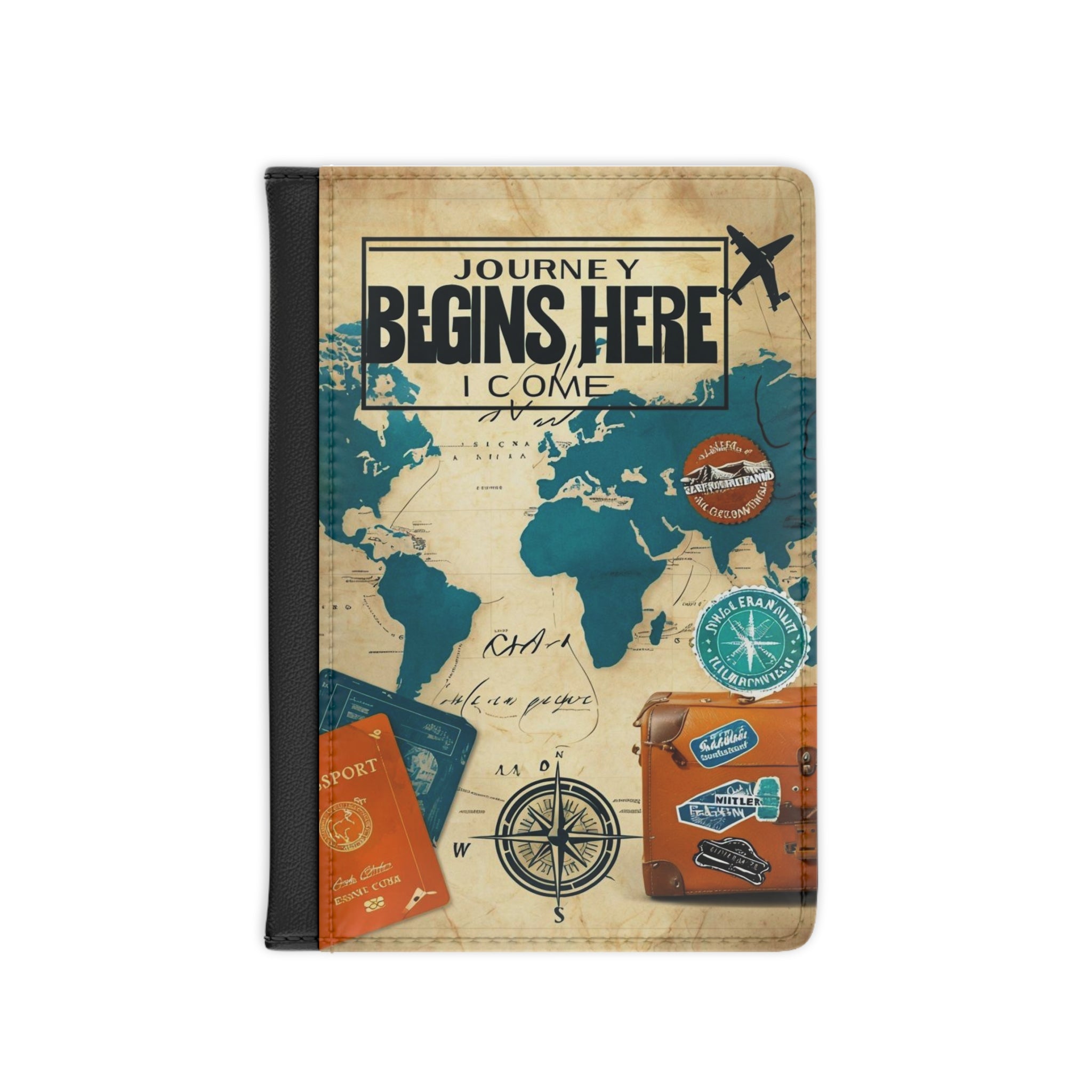 Travel Passport Cover, Journey Begins Here, Travel Accessory, Vacation Gift, Wanderlust Essentials