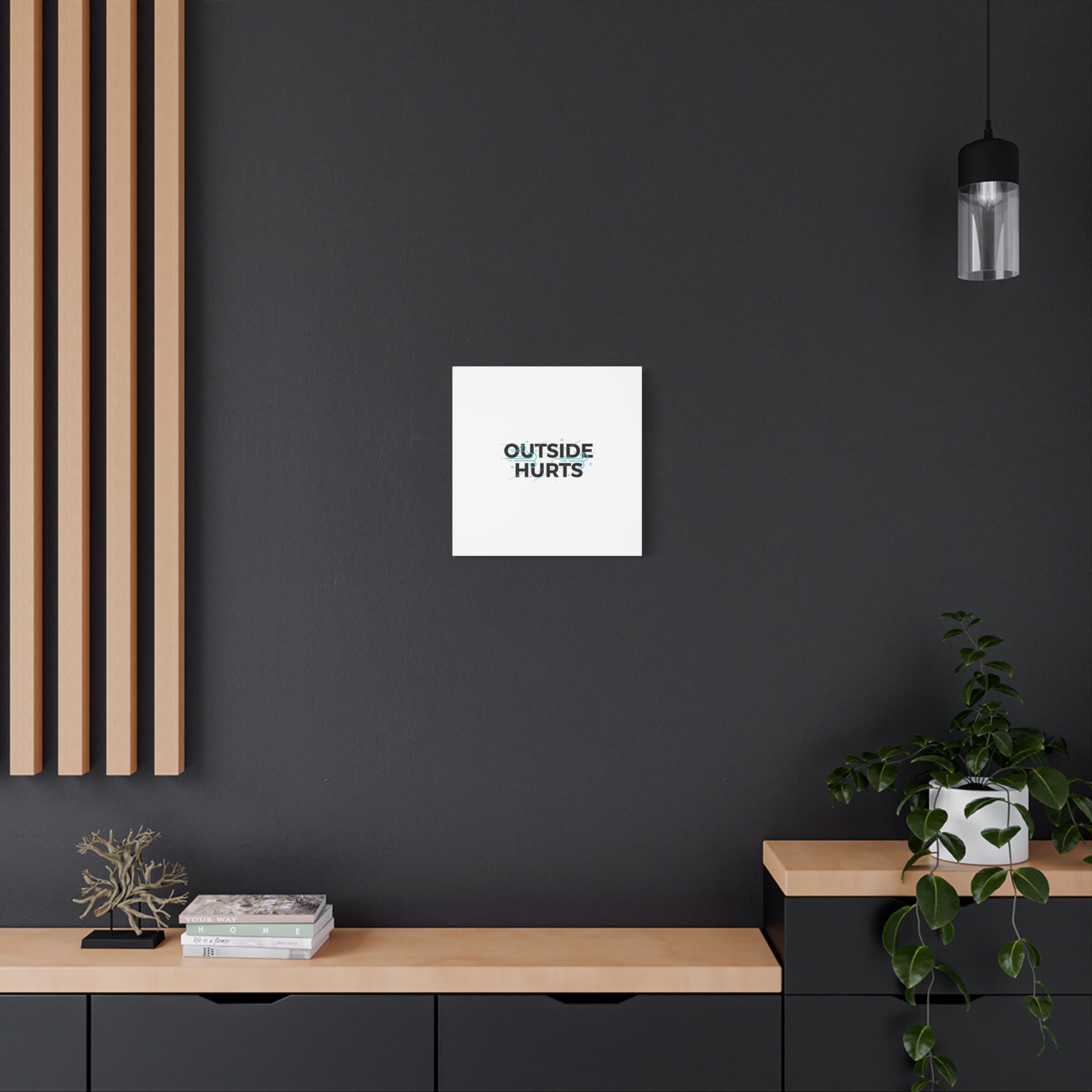 OUTSIDE HURTS Canvas Wall Art | Wind-Chill Minimalism, winter meme