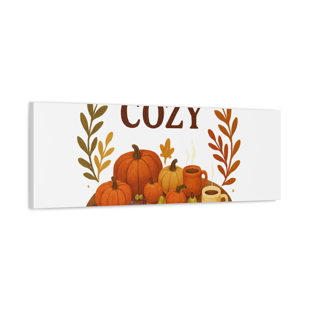 Fall Harvest Cozy Canvas Wall Art – "In The Cozy" Pumpkin & Coffee Autumn Decor