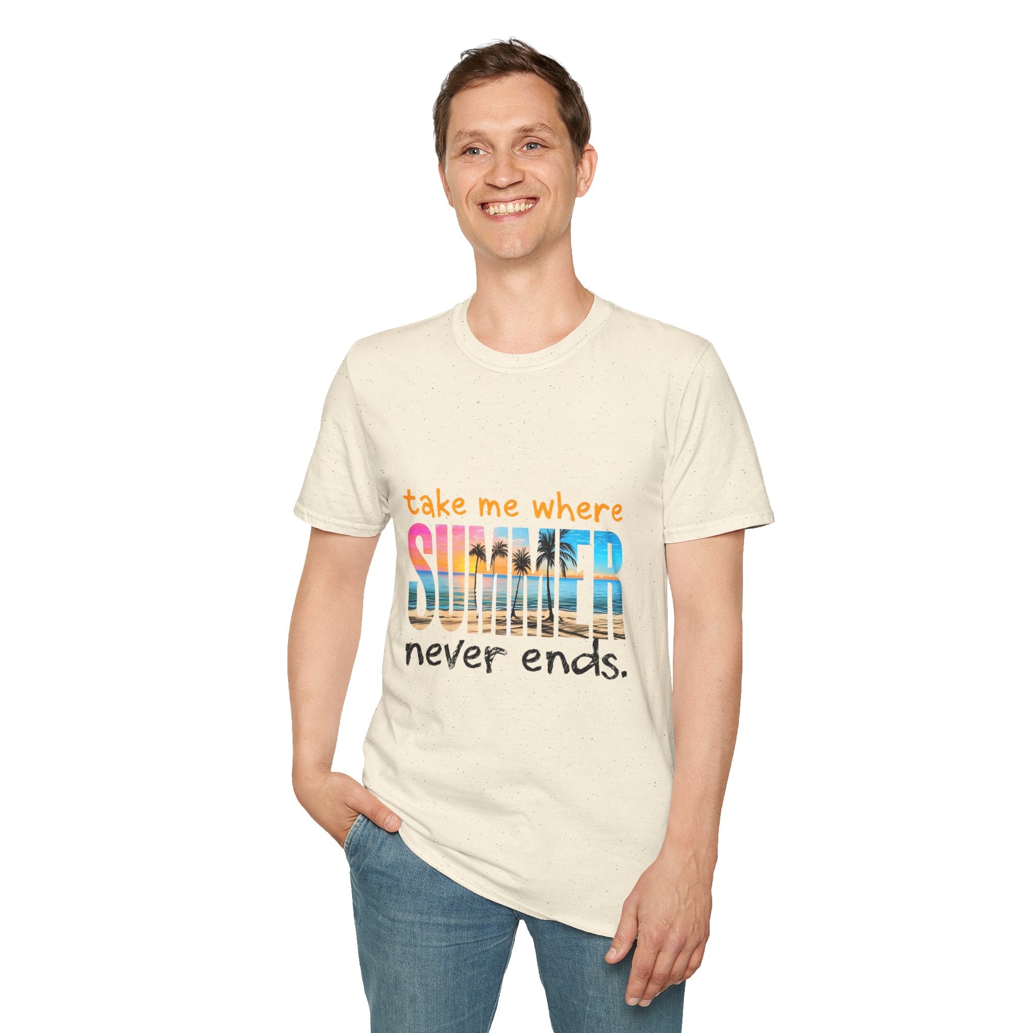 Summer Vibes Unisex T-Shirt | Take Me Where Summer Never Ends | Casual Wear, Vacation Shirt, Beach Tee, Gift Idea, Summer Collection
