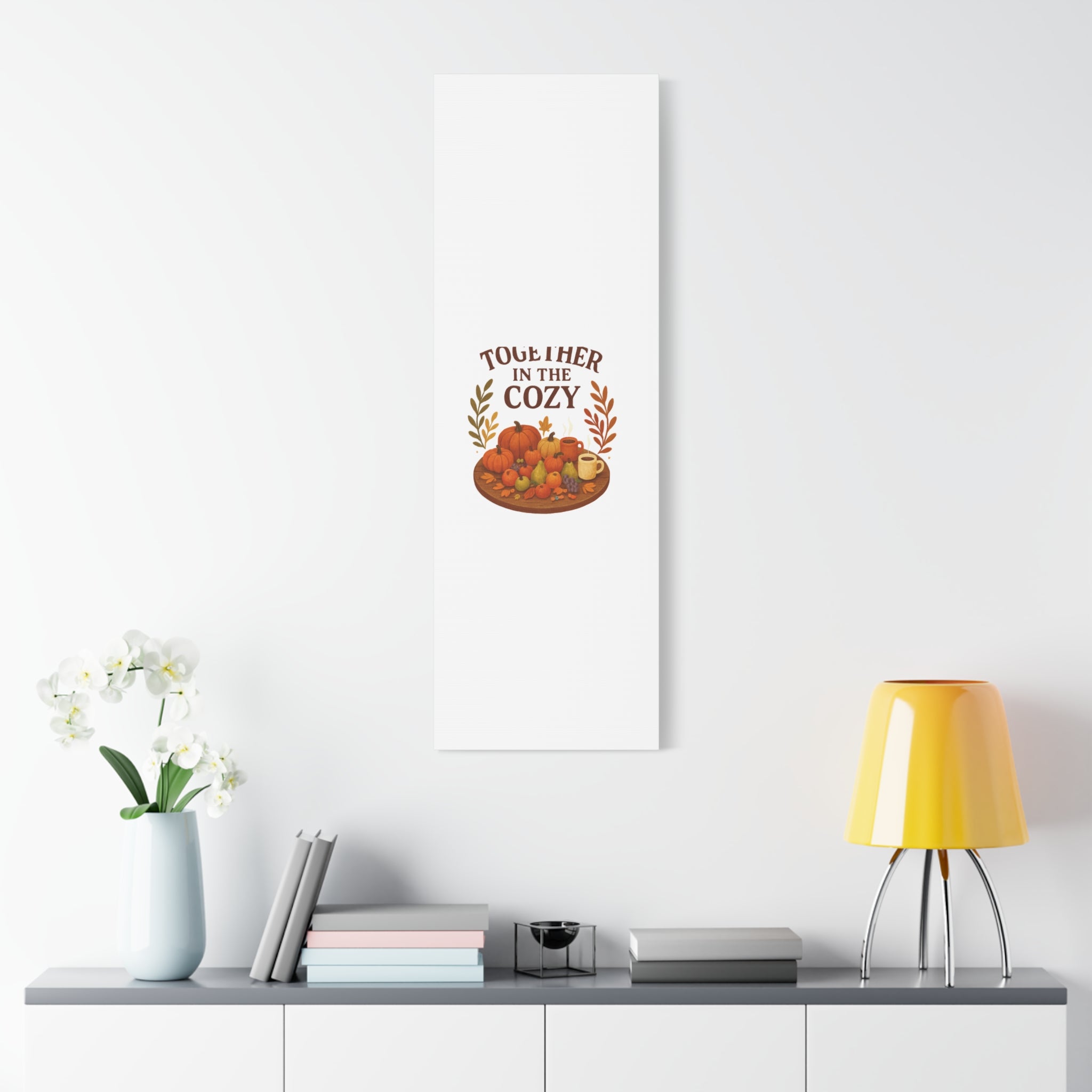Fall Harvest Cozy Canvas Wall Art – "In The Cozy" Pumpkin & Coffee Autumn Decor