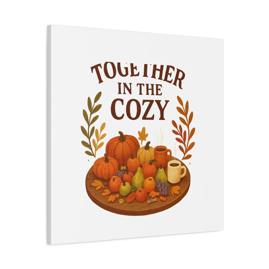 Fall Harvest Cozy Canvas Wall Art – "In The Cozy" Pumpkin & Coffee Autumn Decor