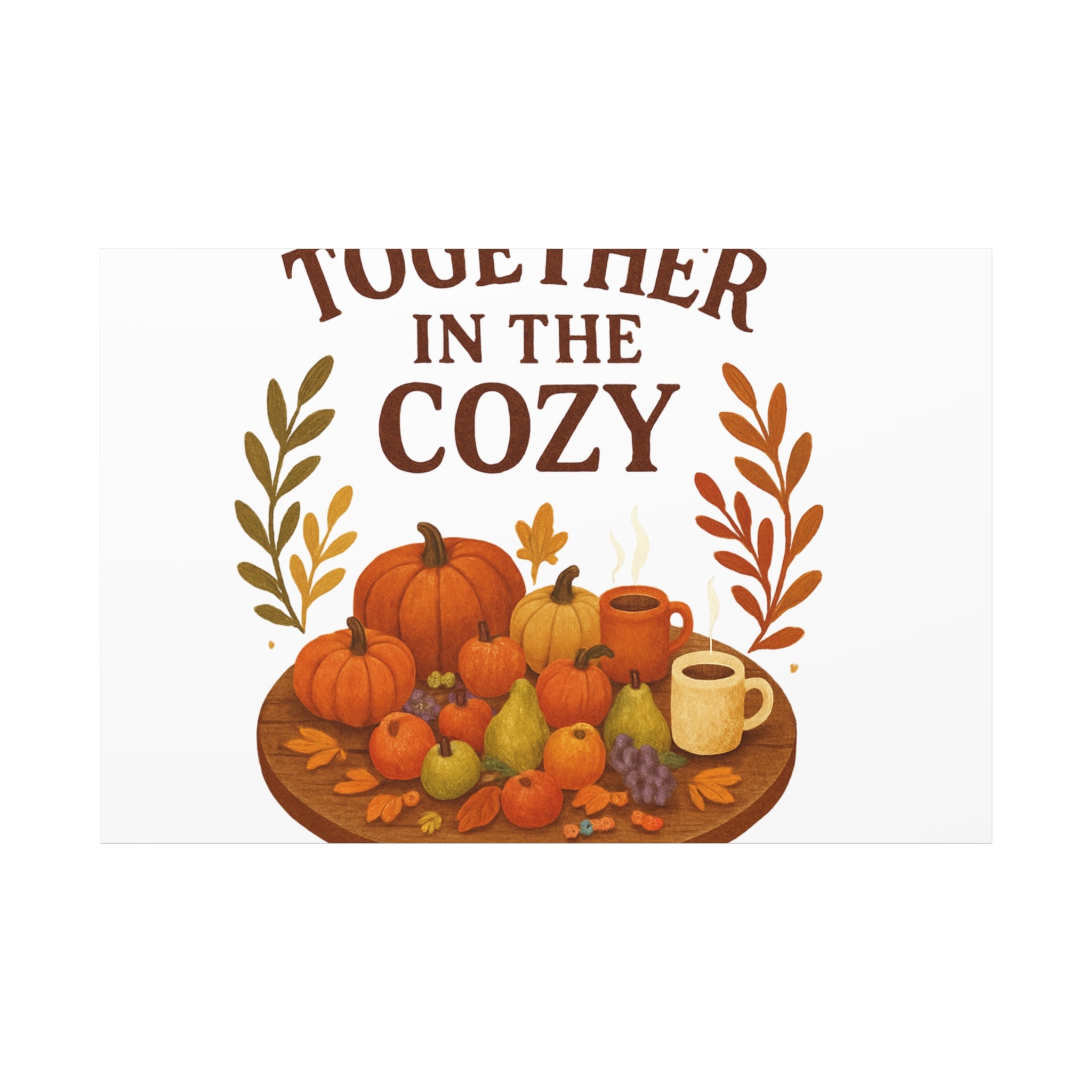 Fall Harvest Cozy Canvas Wall Art – "In The Cozy" Pumpkin & Coffee Autumn Decor