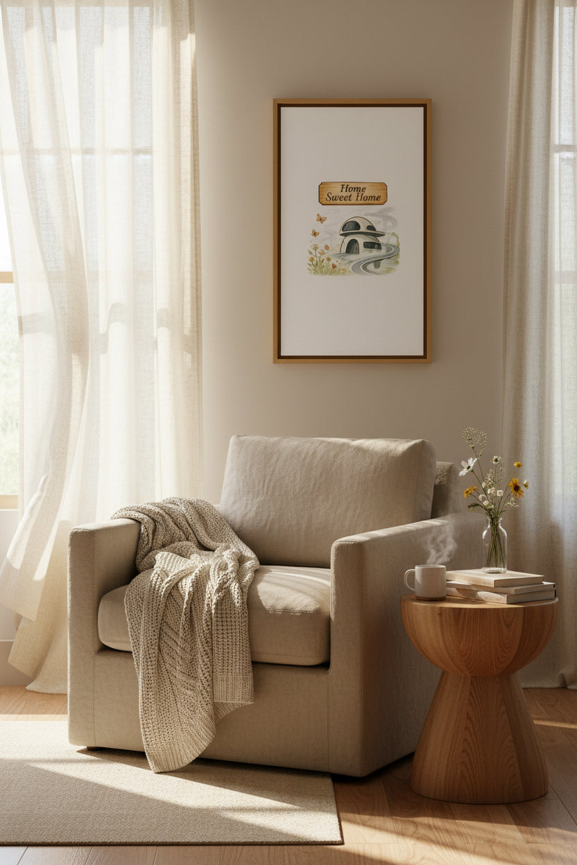 Home Sweet Home Canvas Wall Art — Cozy Cottage Matte Stretched Canvas