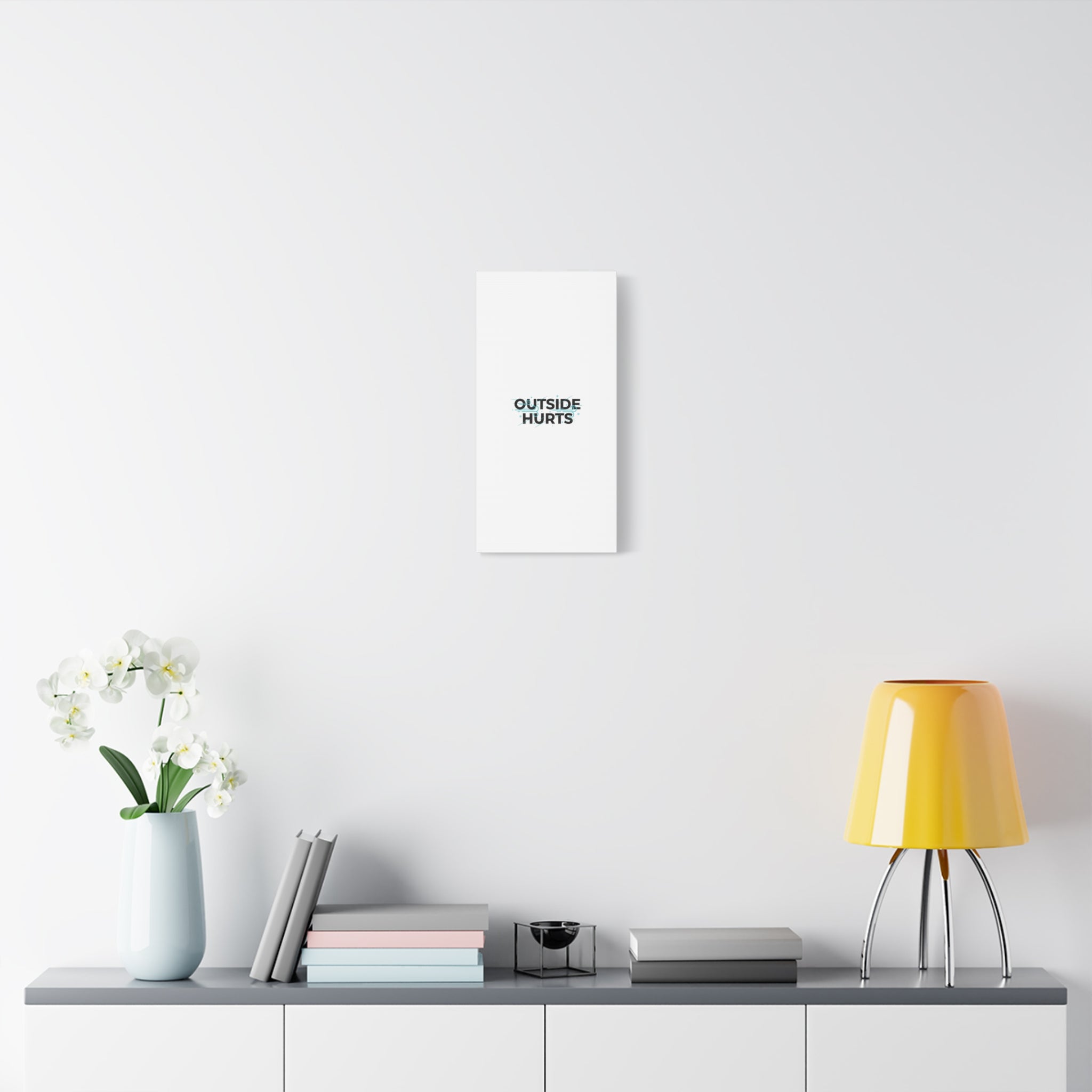OUTSIDE HURTS Canvas Wall Art | Wind-Chill Minimalism, winter meme